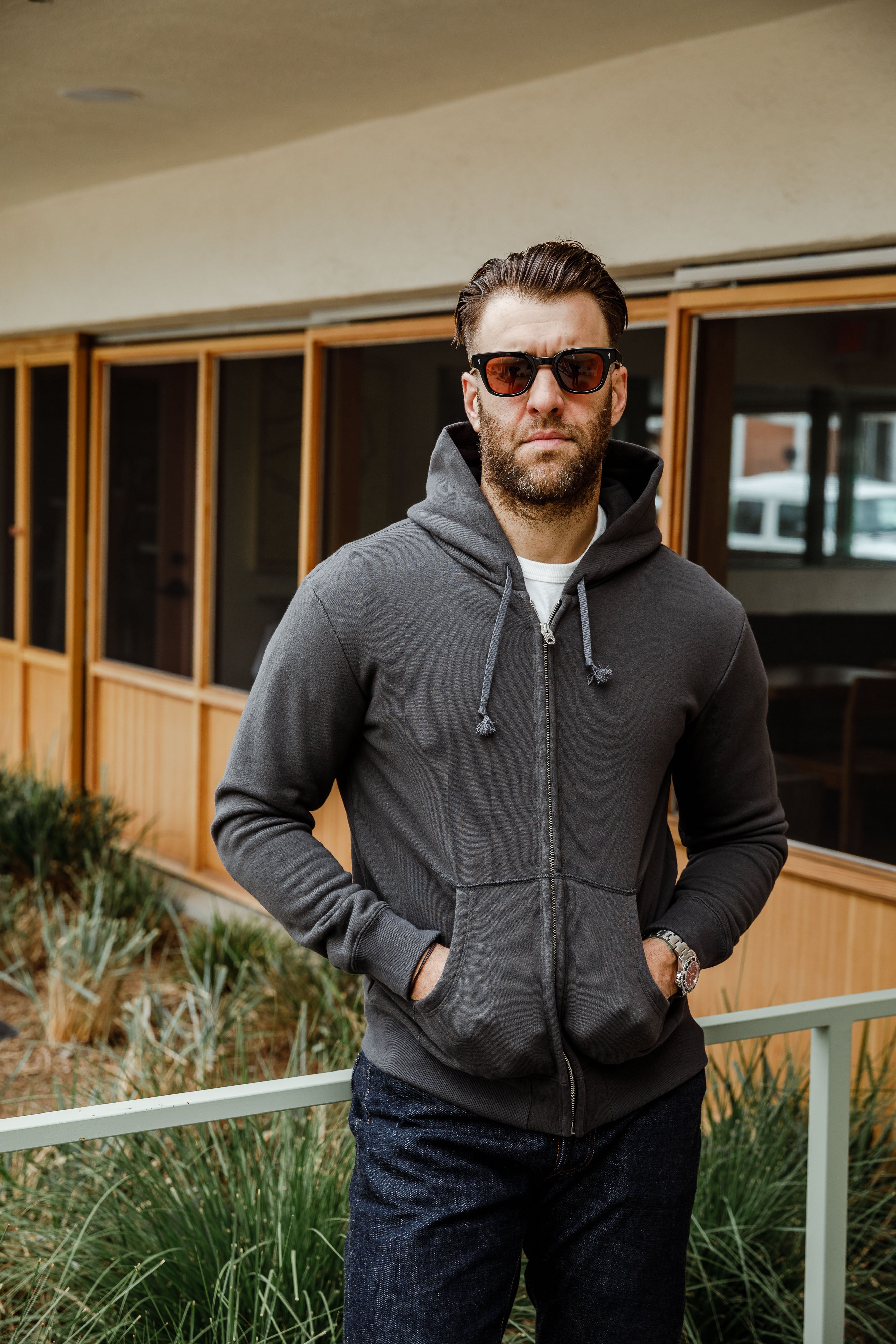 Addict Clothes - Heavy Weight Zip Up - Charcoal Grey