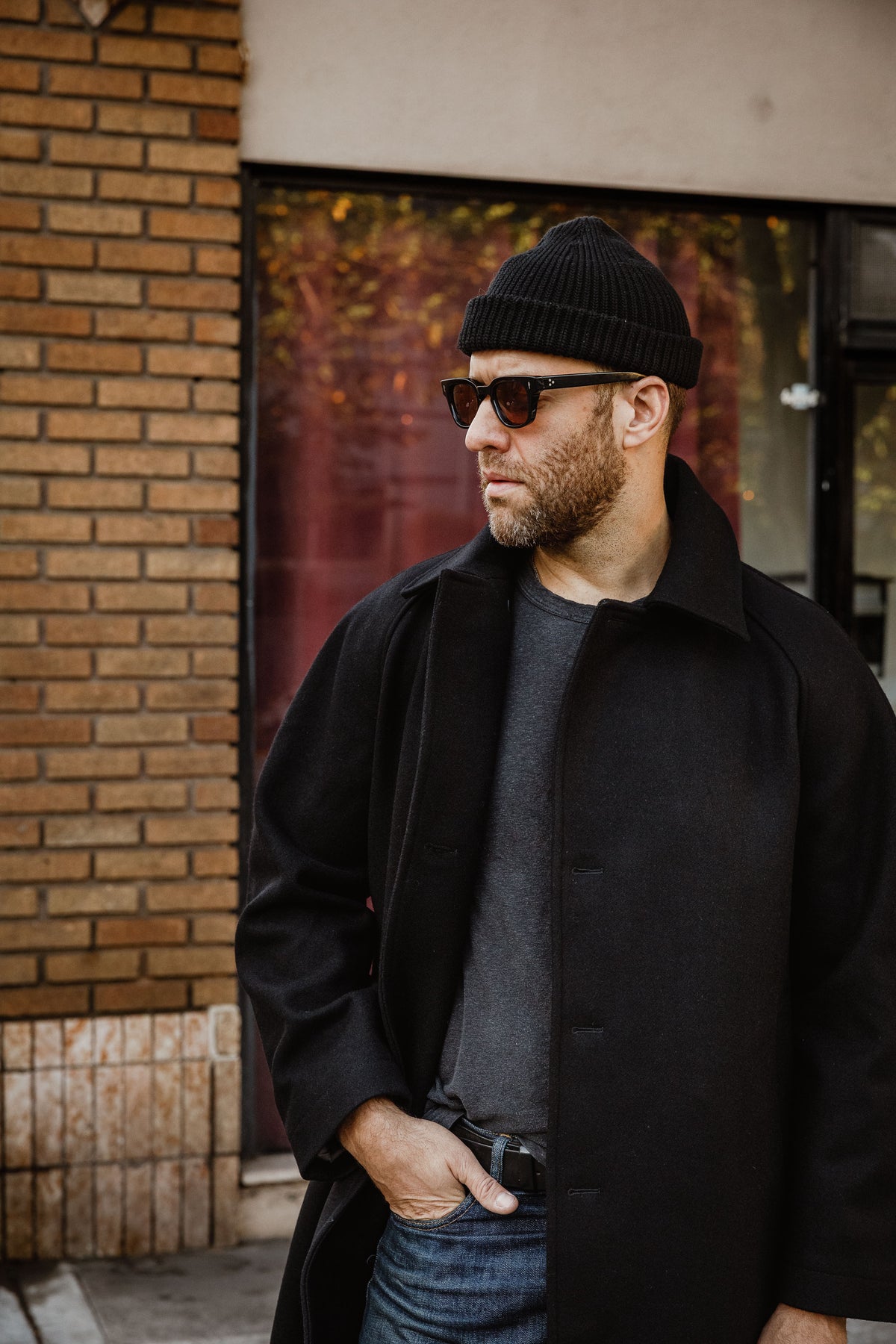 HANSEN - Sigurd Long Lined Wool Coat - Solid Black