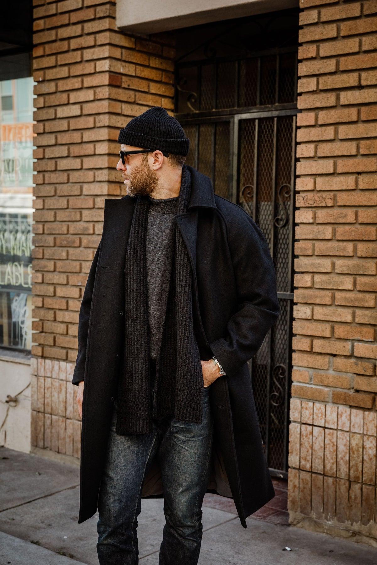HANSEN - Sigurd Long Lined Wool Coat - Solid Black