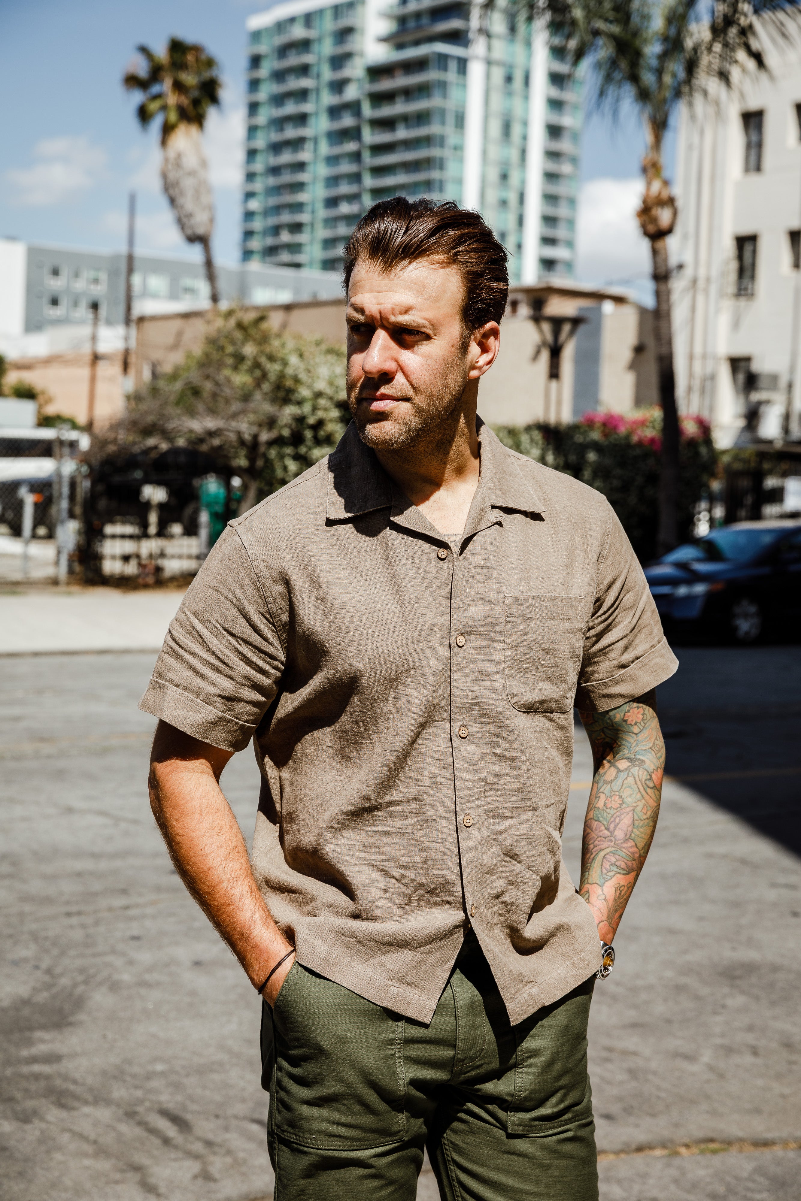 3sixteen - Vacation Shirt - Almond Linen