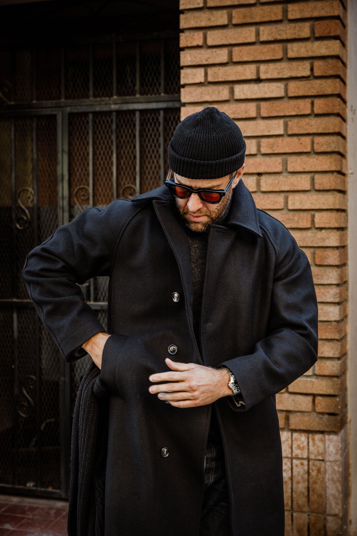 HANSEN - Sigurd Long Lined Wool Coat - Solid Black