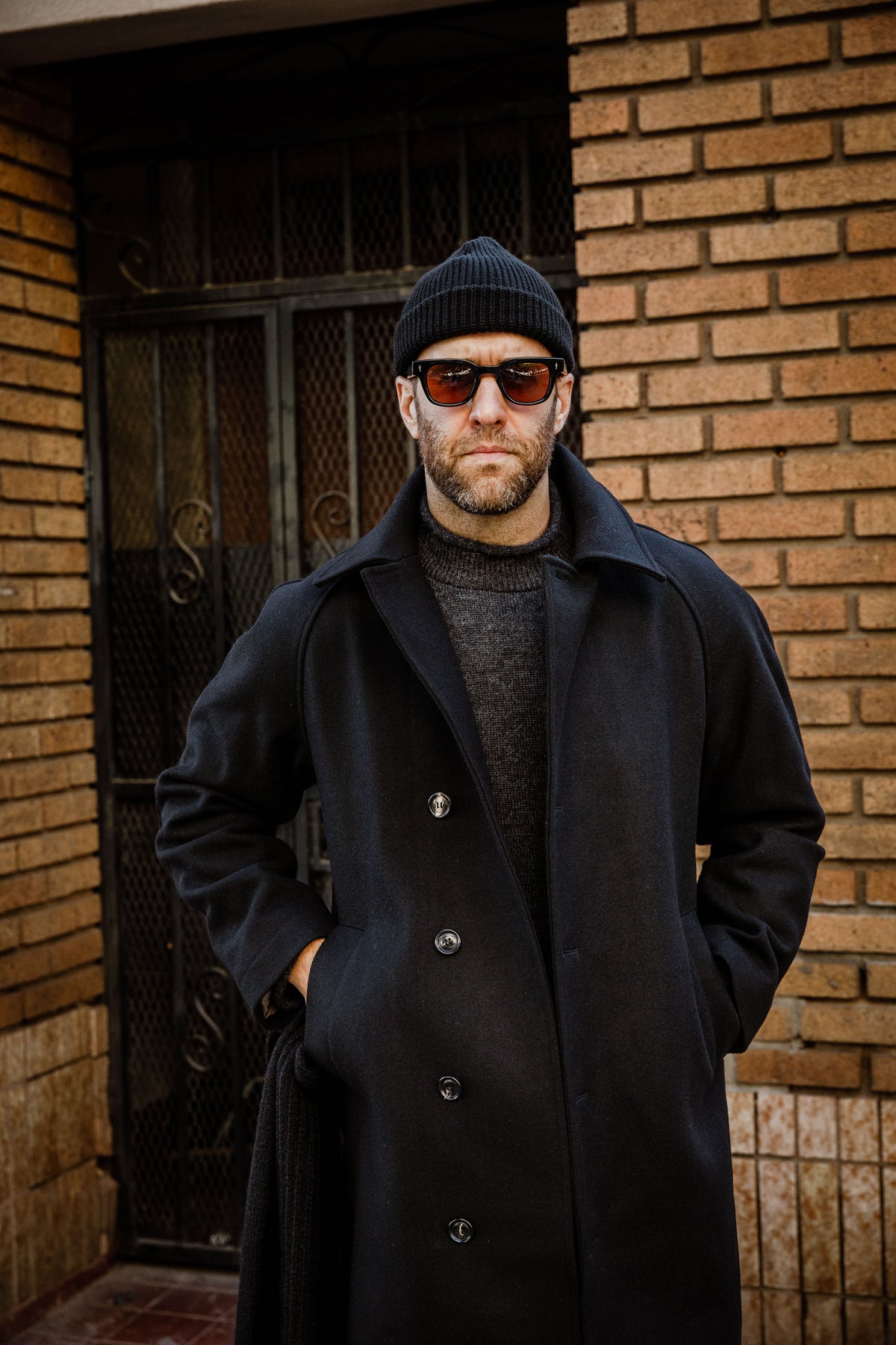 HANSEN - Sigurd Long Lined Wool Coat - Solid Black