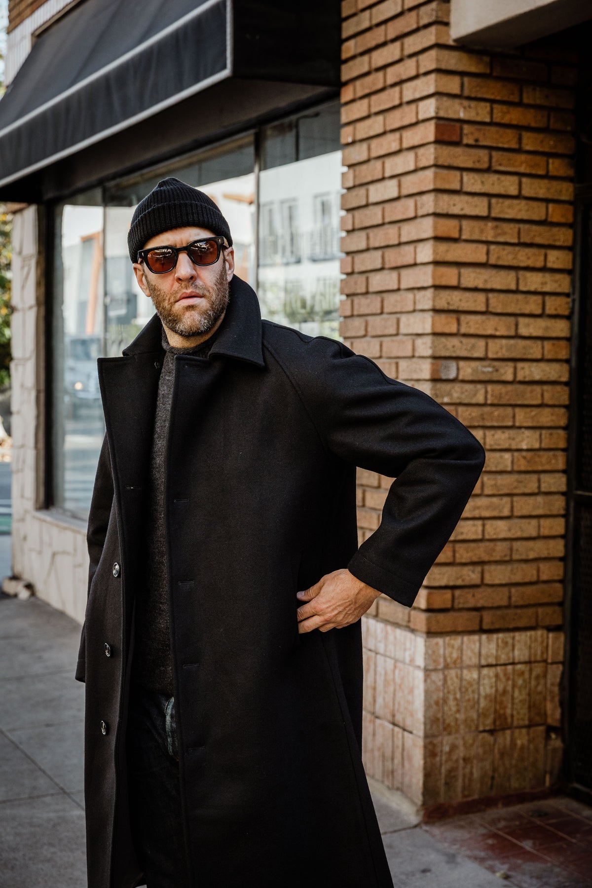 HANSEN - Sigurd Long Lined Wool Coat - Solid Black