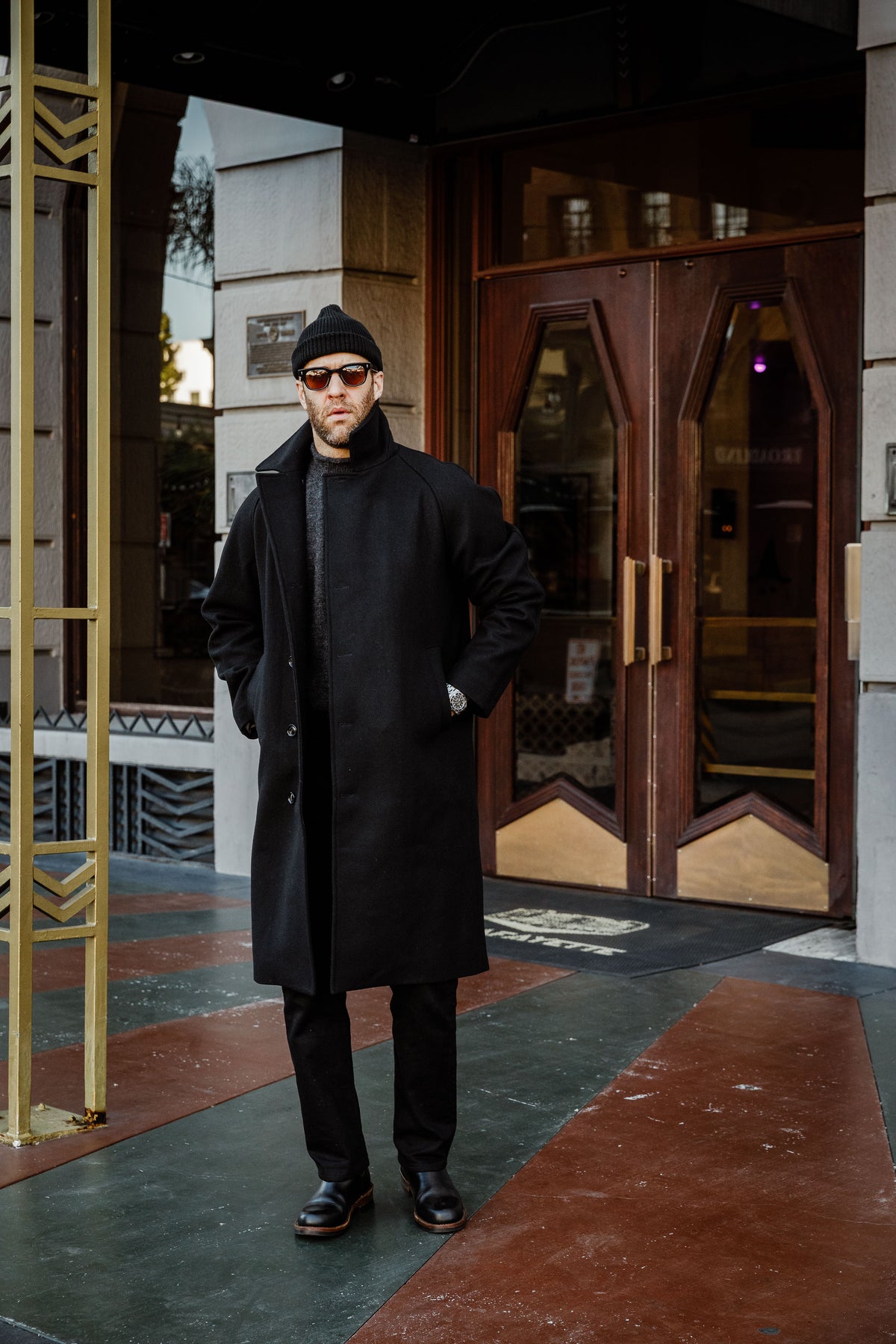 HANSEN - Sigurd Long Lined Wool Coat - Solid Black