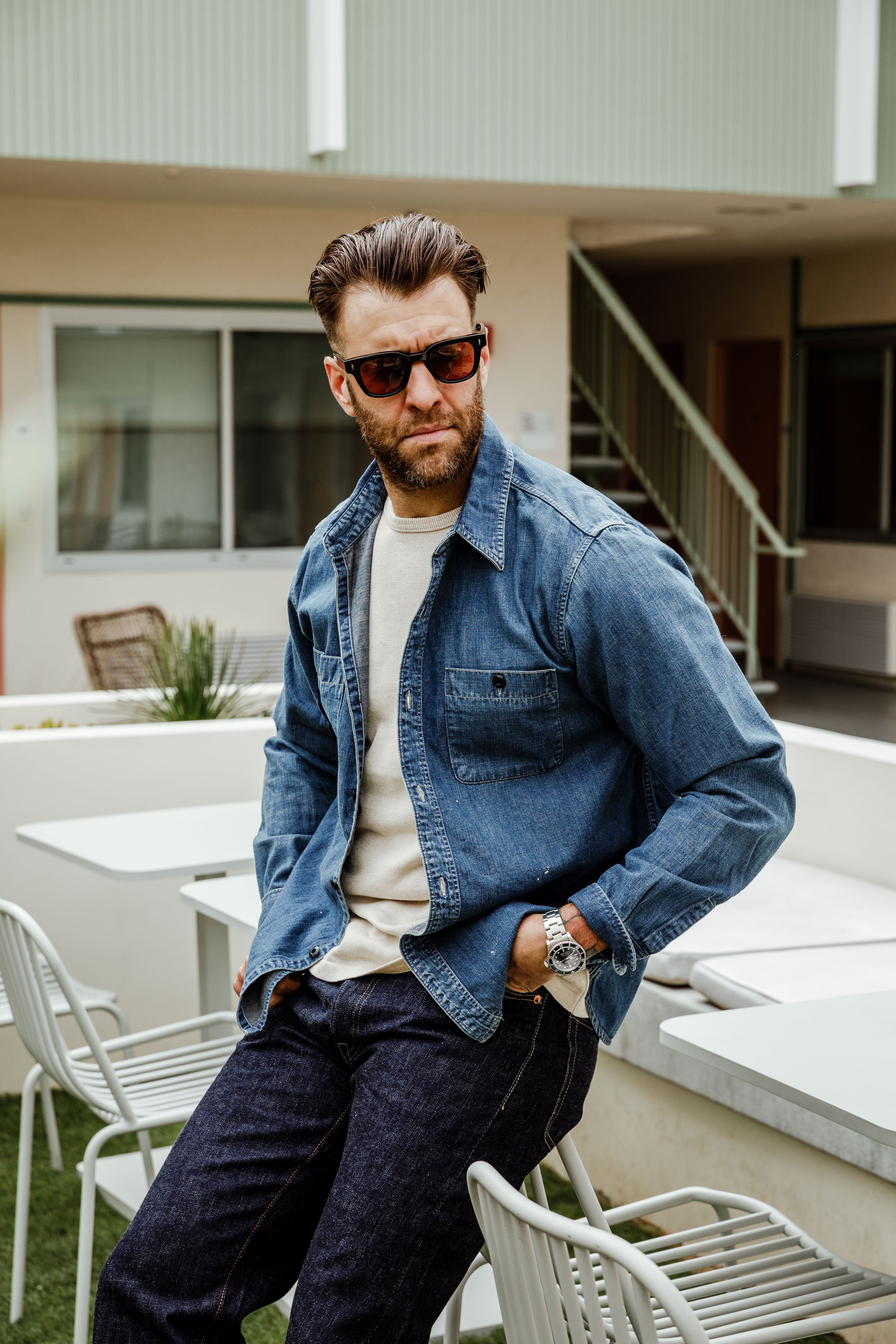 Full Count - 4890HW-19 - 8oz Denim Work Shirt (Hand Washed)