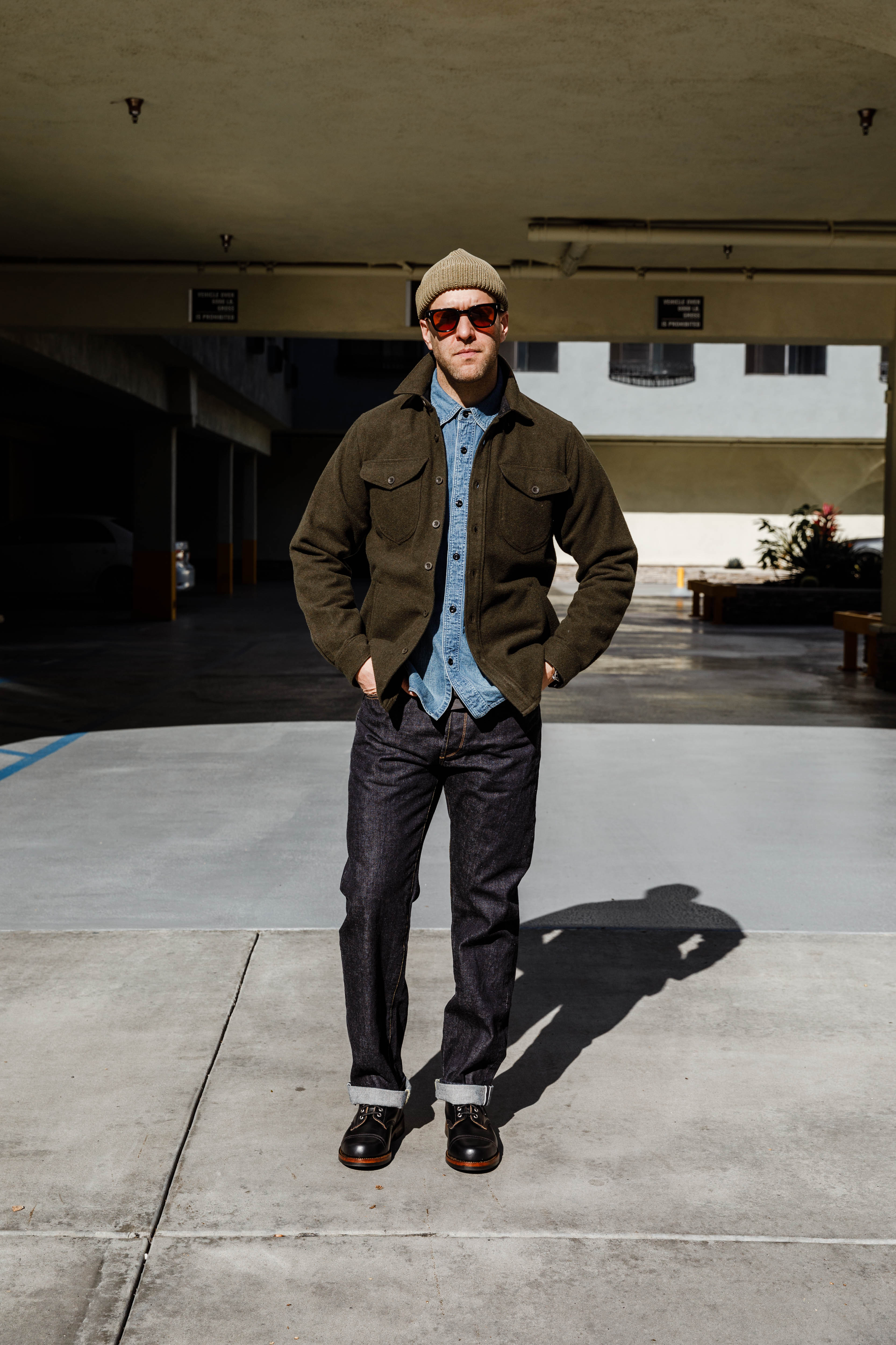 Benzak Denim Developers - CPO OverShirt - 14oz Forest Green Wool Mosser