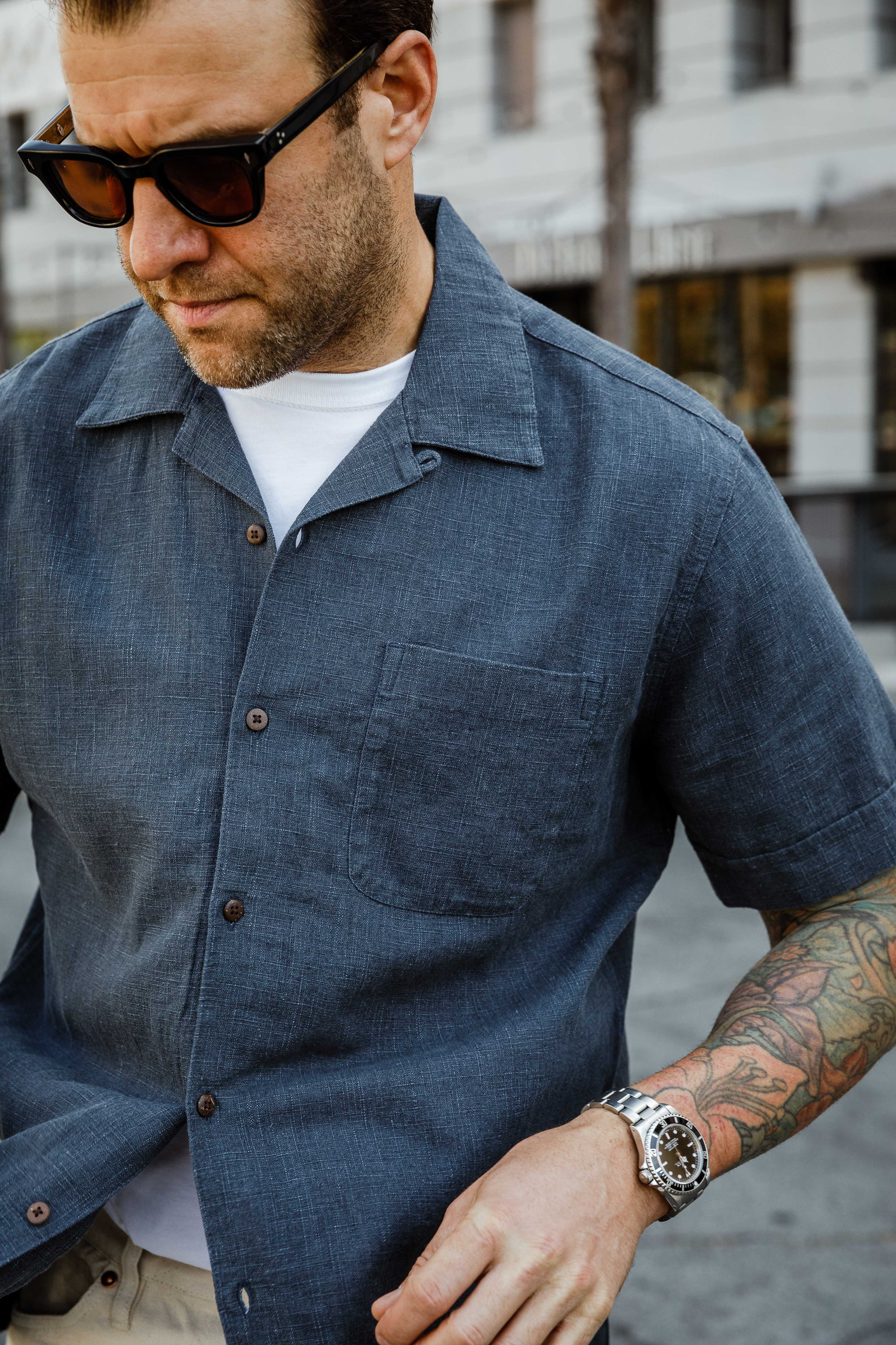 3sixteen - Vacation Shirt - Blue Linen