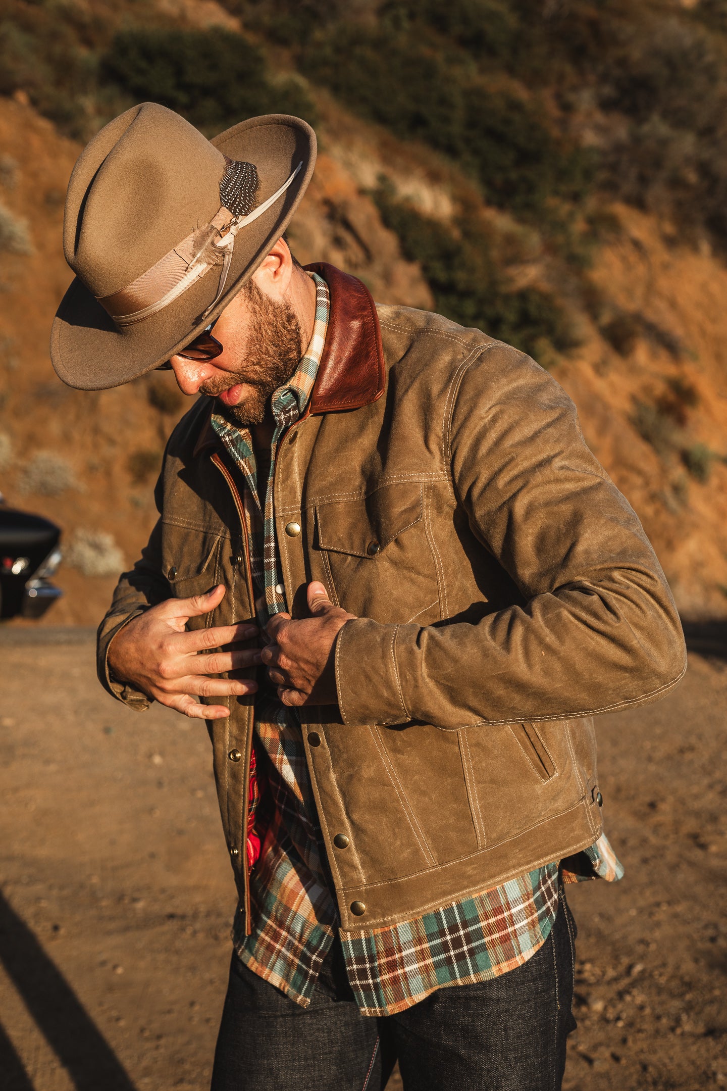 ButterScotch x Vanson - Territory Jacket - Tan Waxed Canvas