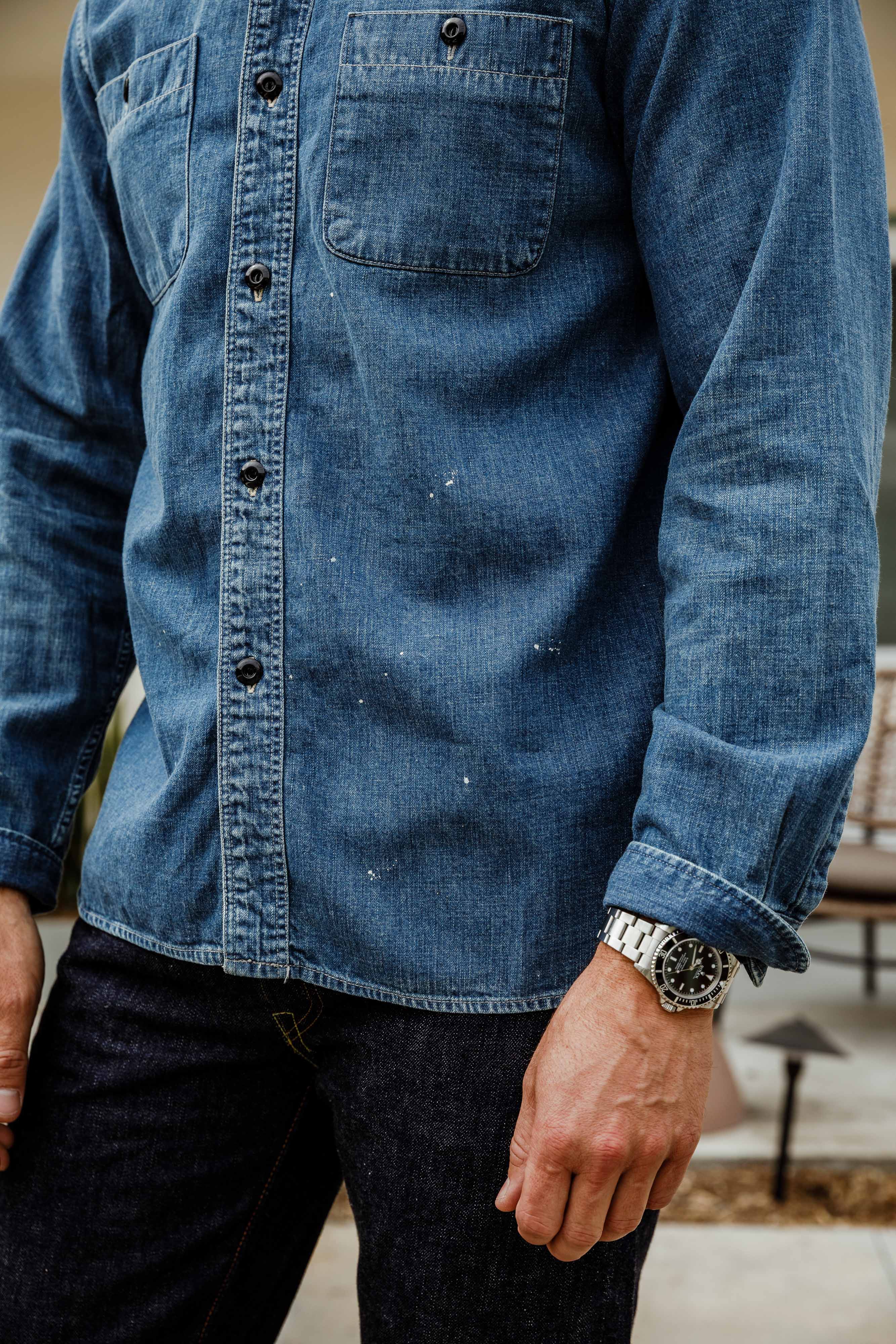 Full Count - 4890HW-19 - 8oz Denim Work Shirt (Hand Washed)