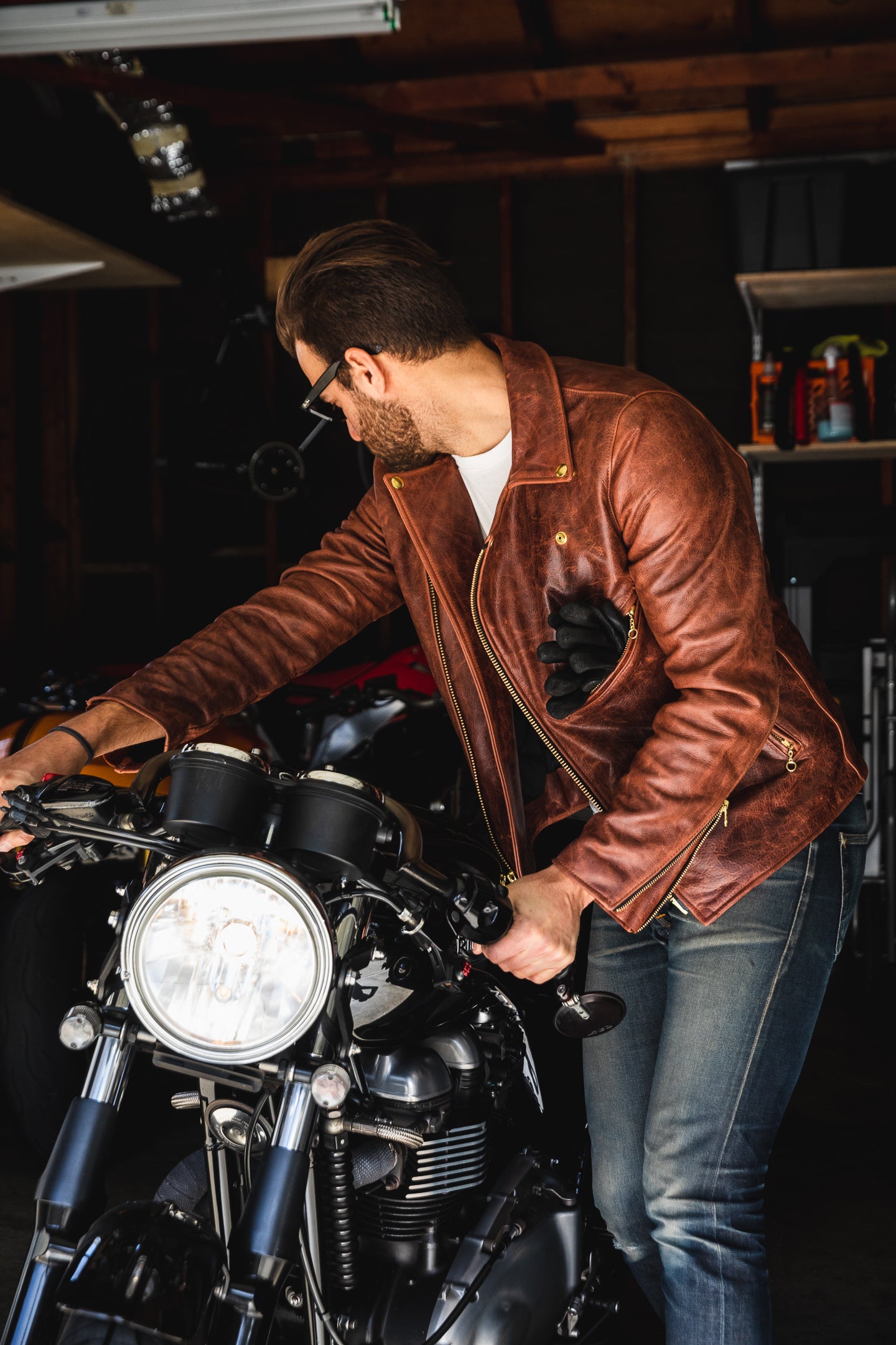 Vanson - C2RN Leather Jacket - Heavy Waxed Whiskey Leather