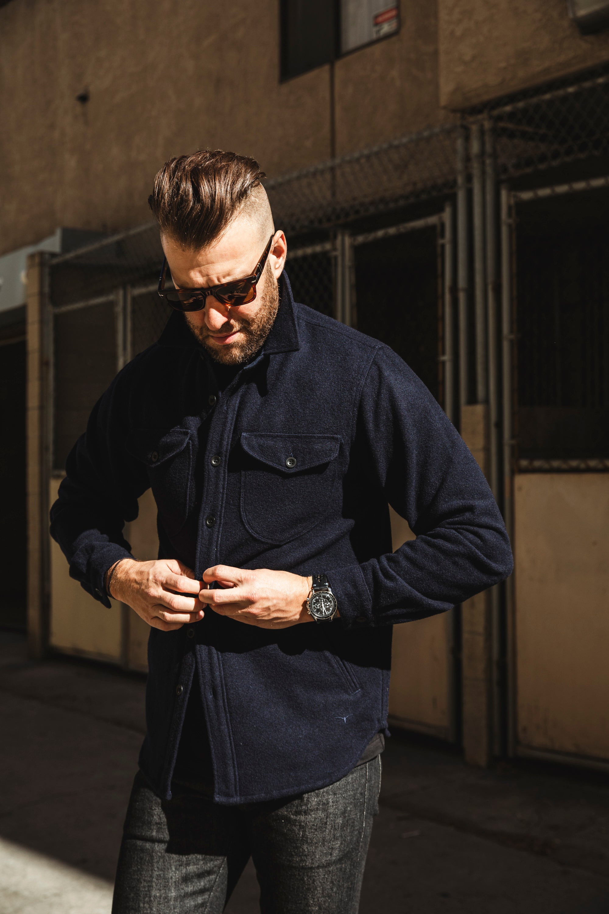 Benzak Denim Developers - CPO OverShirt - 14 oz Dark Navy Wool