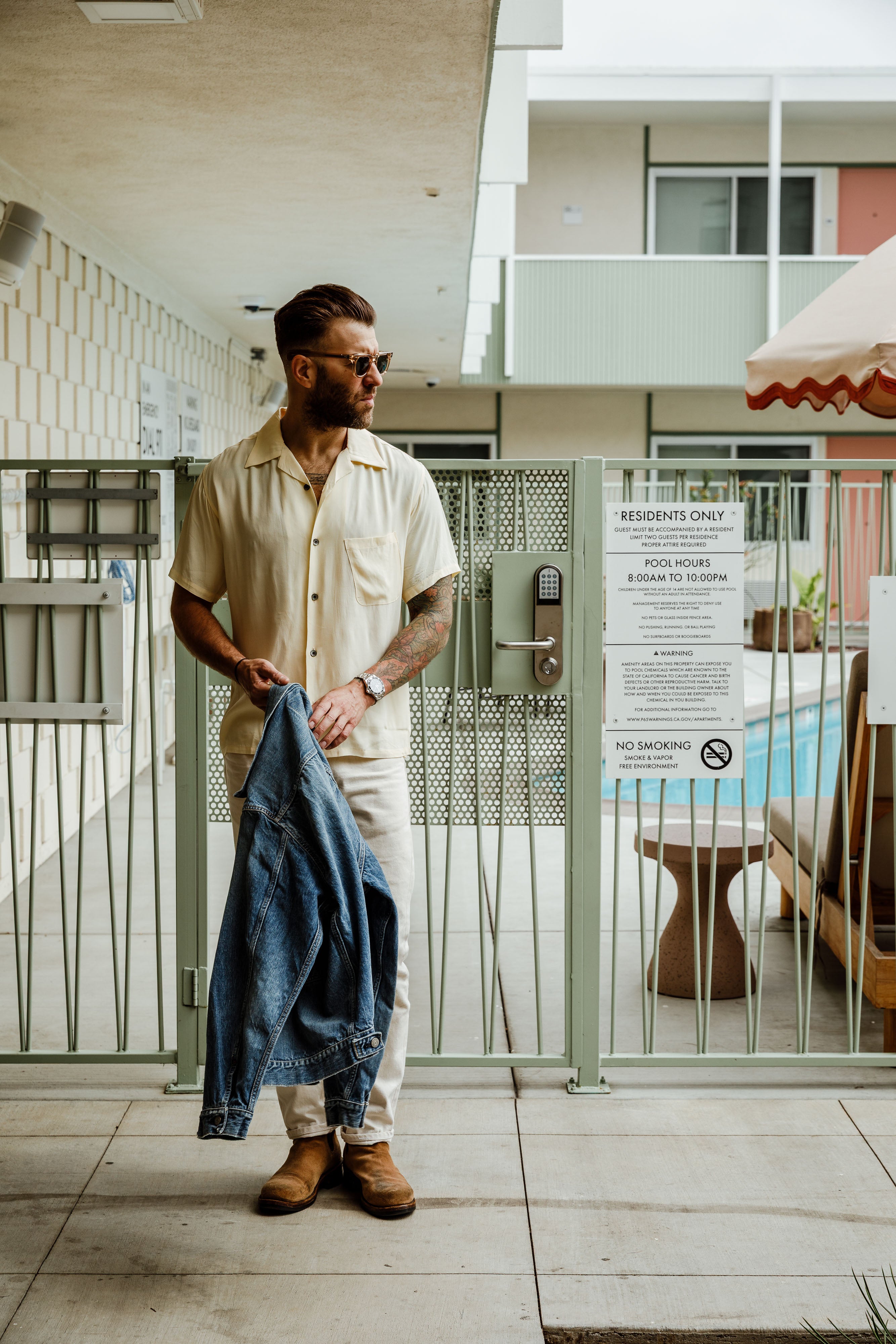 ADDICT Clothes - Open Collar Slant Pocket Shirt - Dusty Yellow
