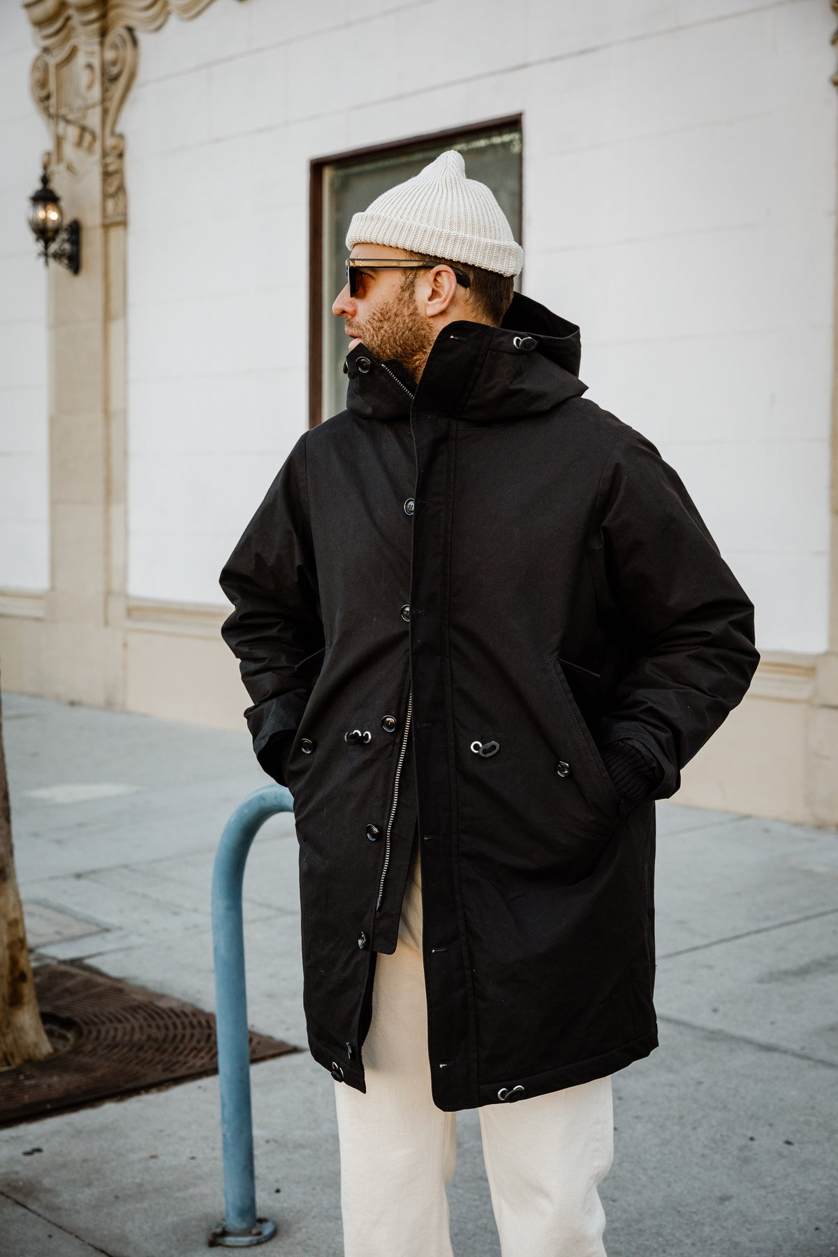 HANSEN - Rasmus Waxed Parka With Zipper - Black