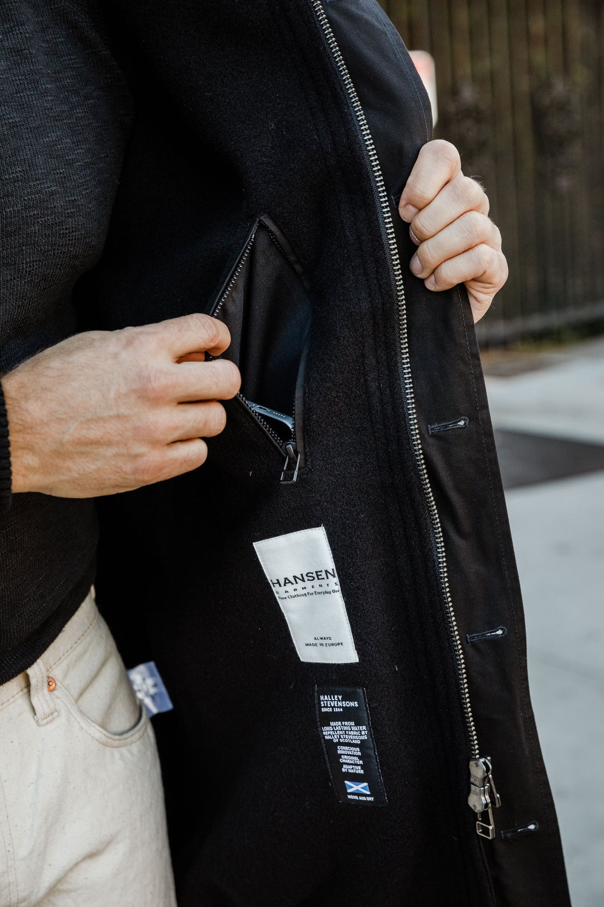 HANSEN - Rasmus Waxed Parka With Zipper - Black