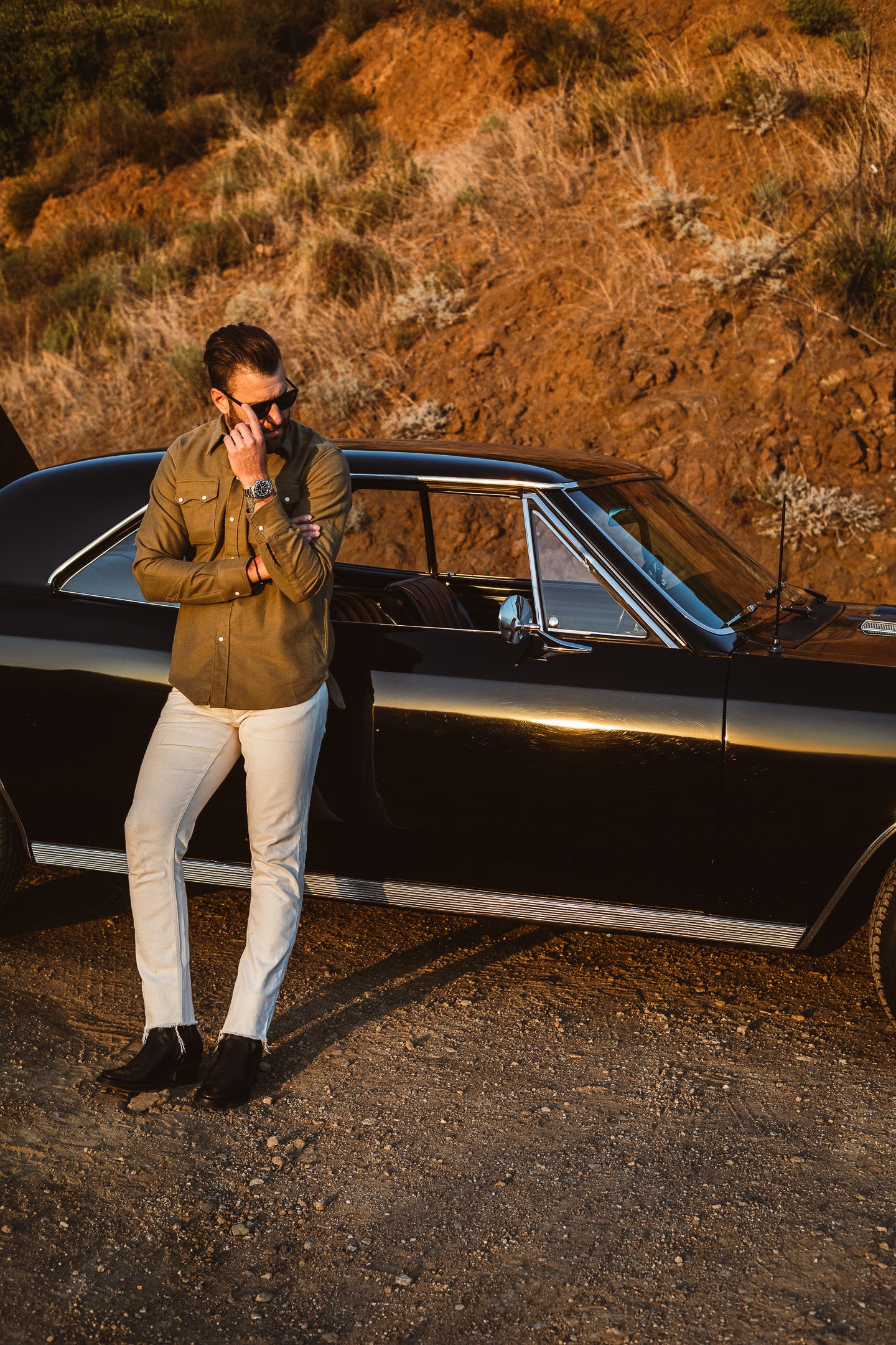 Wythe - Pearl Snap Moleskin Shirt - Olive