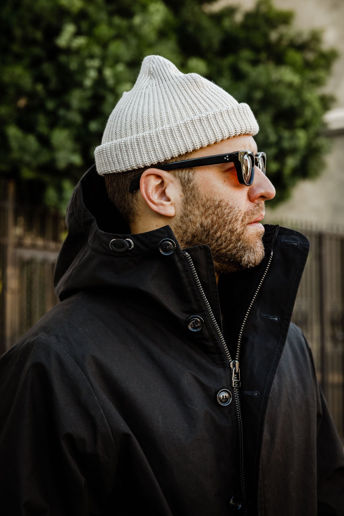 HANSEN - Rasmus Waxed Parka With Zipper - Black