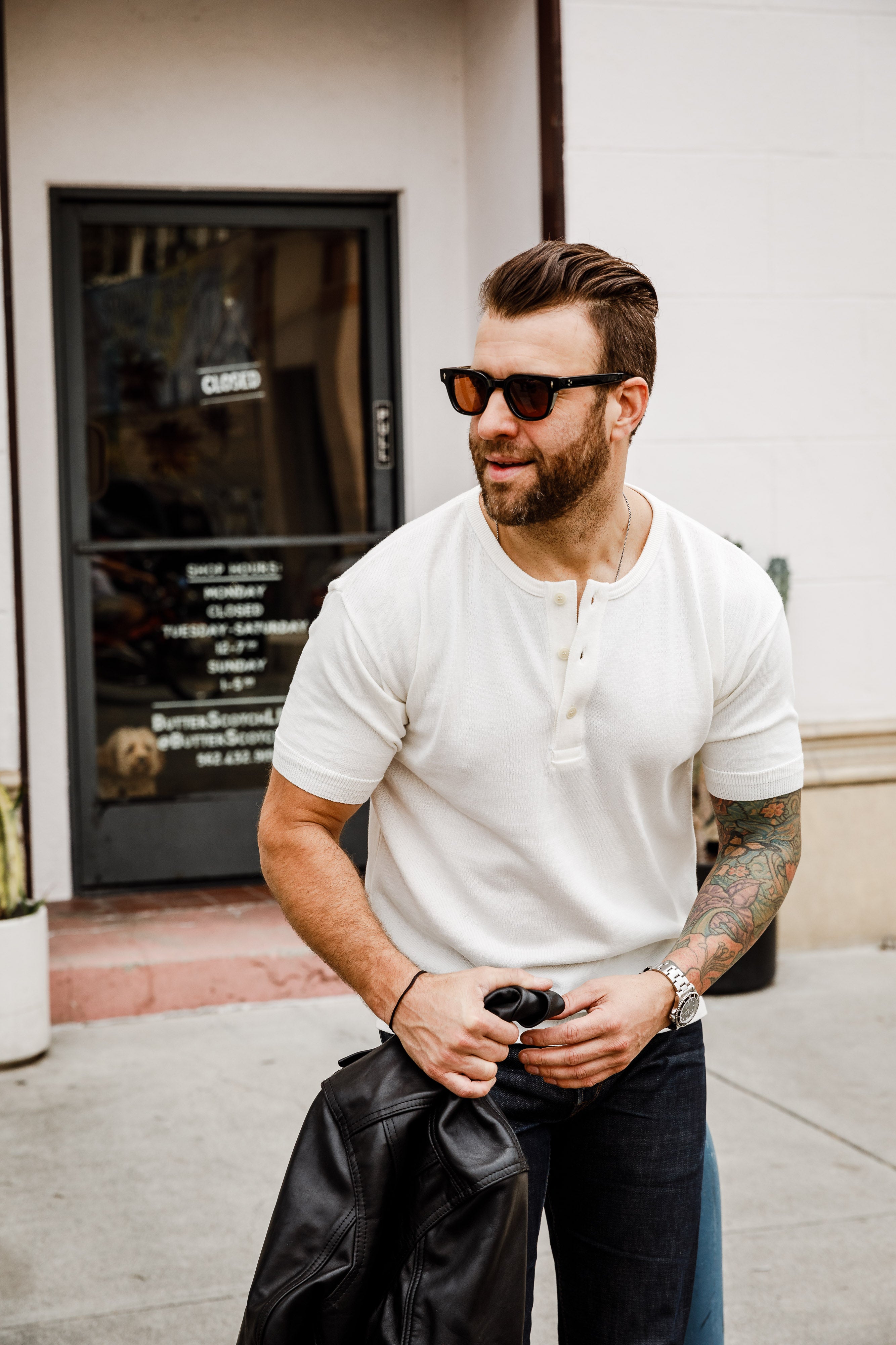 Addict Clothes - Short Sleeve Henley - Off White
