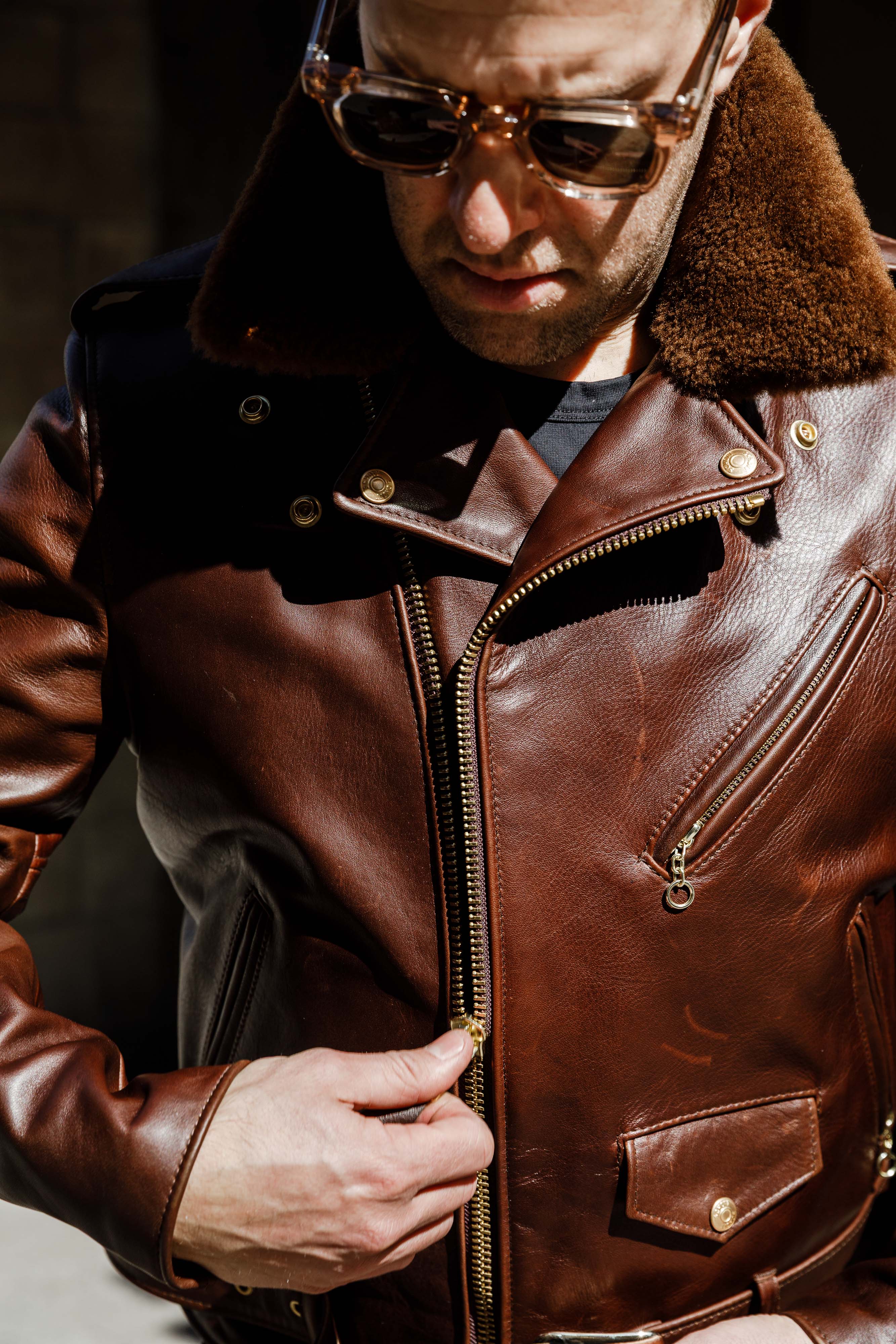 Schott N.Y.C - P656H - Chocolate Brown Horsehide