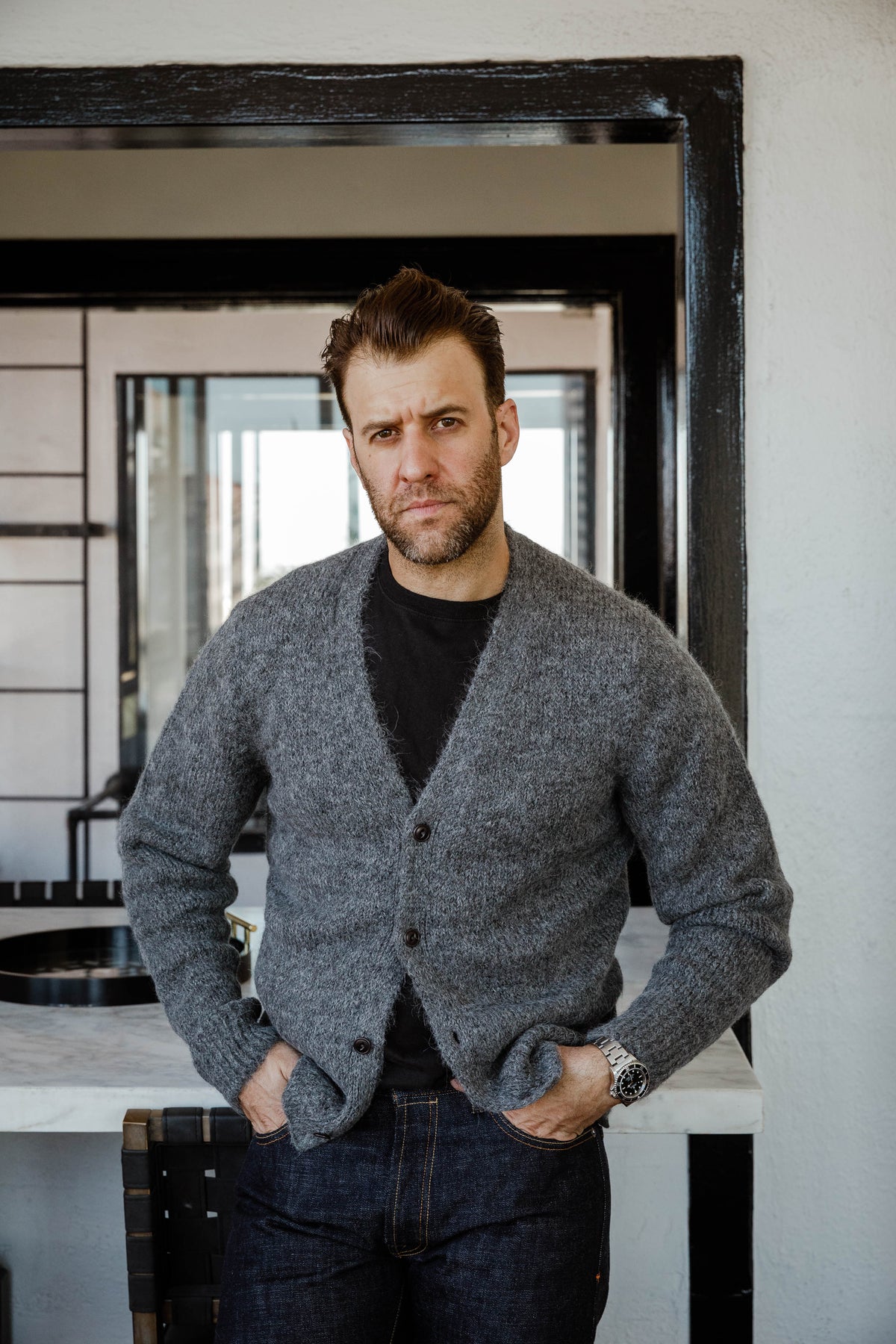 3sixteen - Classic Cardigan - Pewter Alpaca