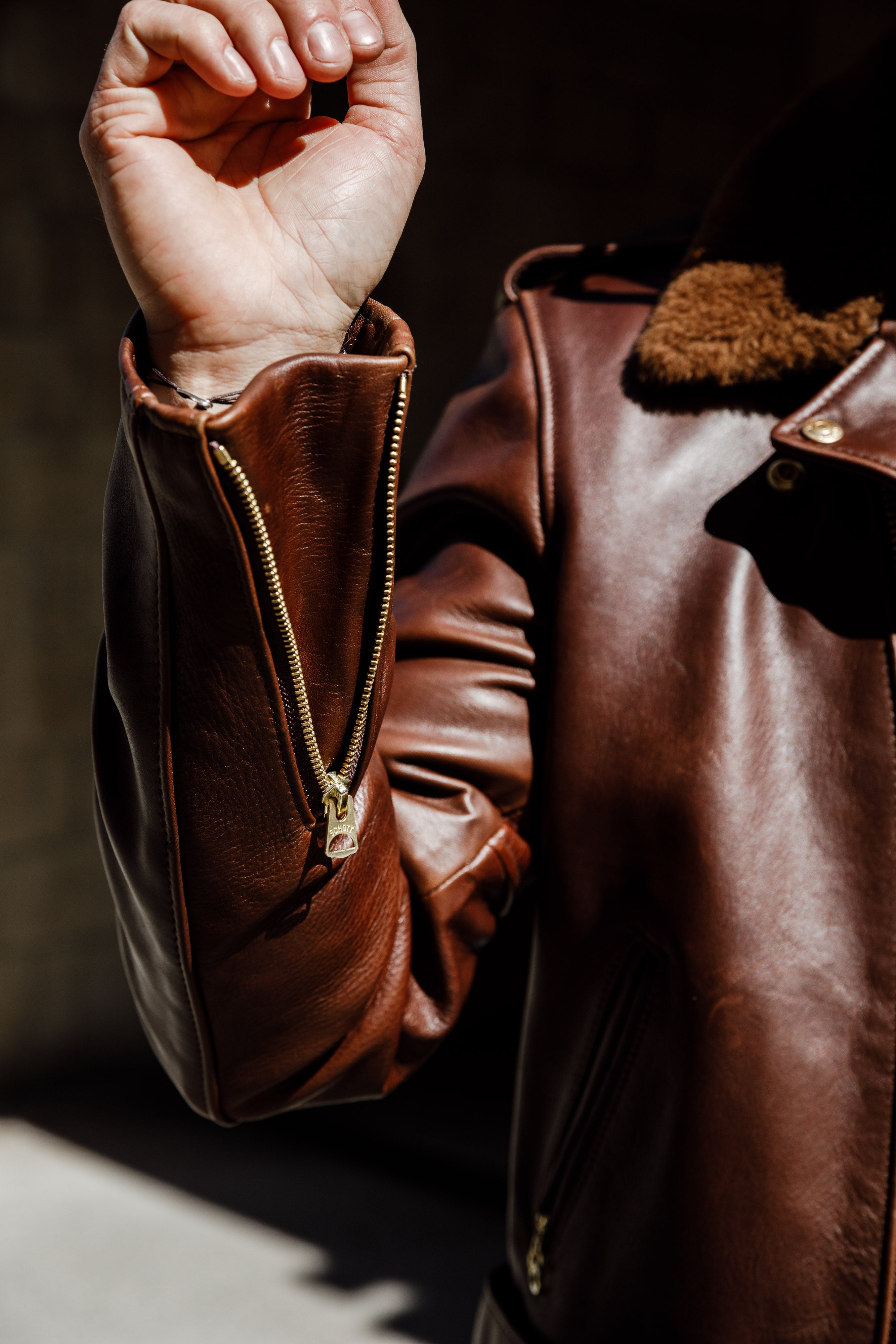 Schott N.Y.C - P656H - Chocolate Brown Horsehide