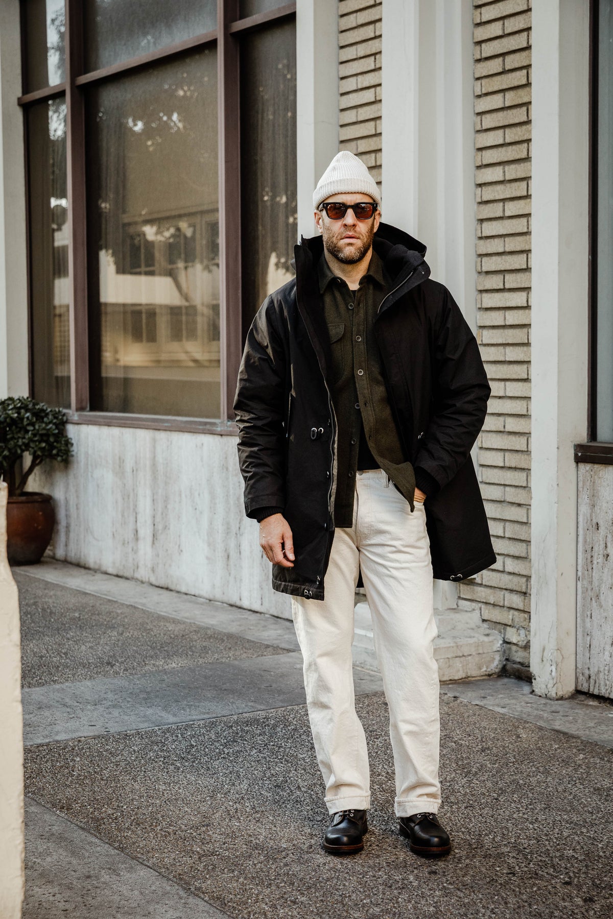 HANSEN - Rasmus Waxed Parka With Zipper - Black