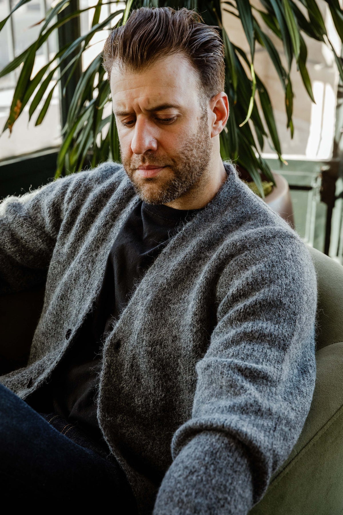 3sixteen - Classic Cardigan - Pewter Alpaca