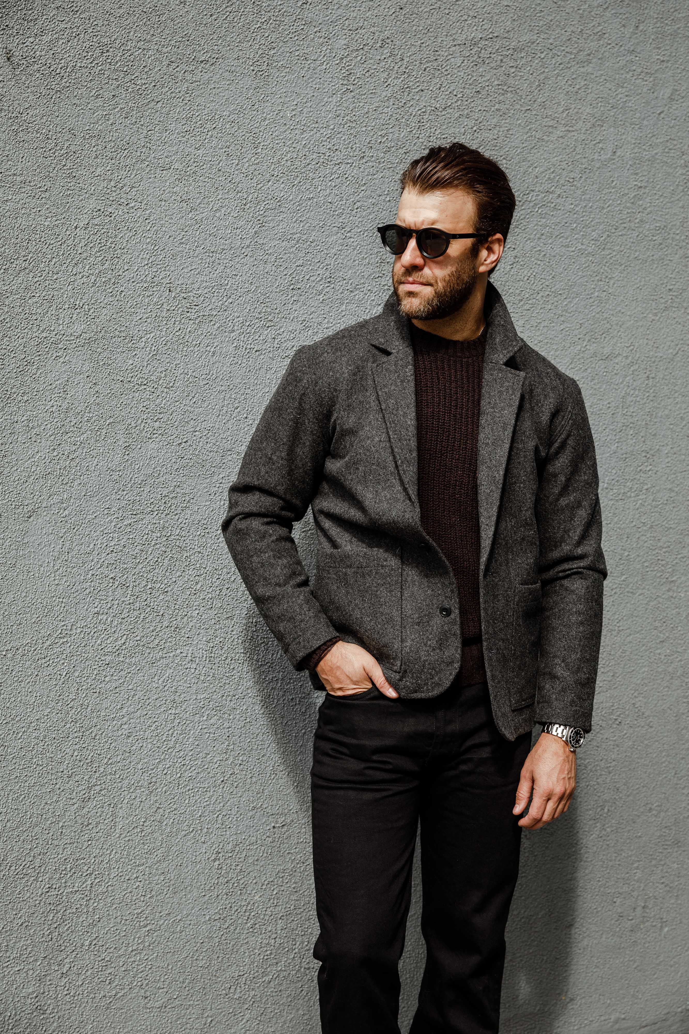 3sixteen - Cotton Crewneck Sweater - Bark Boucle