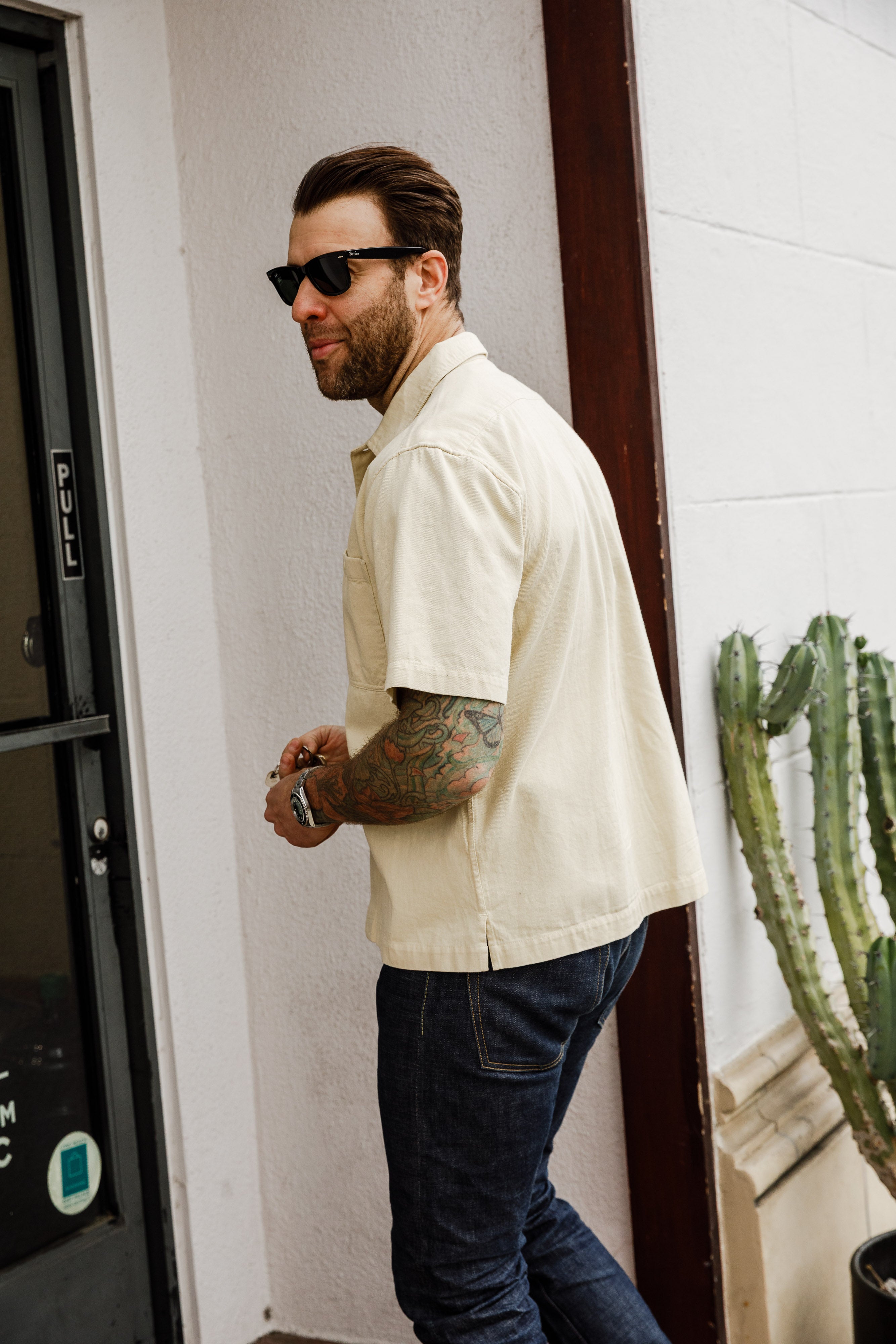 3sixteen - Short Sleeve Work Shirt - Ecru Twill