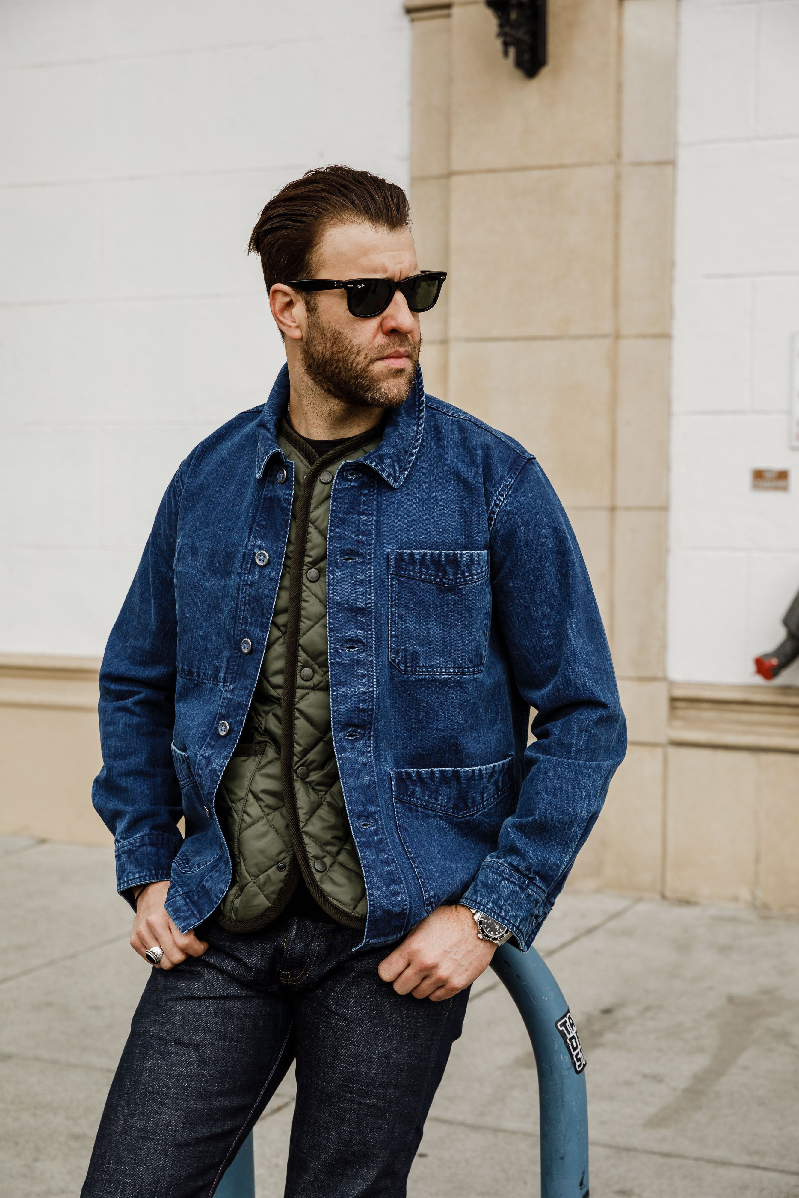 3sixteen - French Work Jacket - Indigo HBT