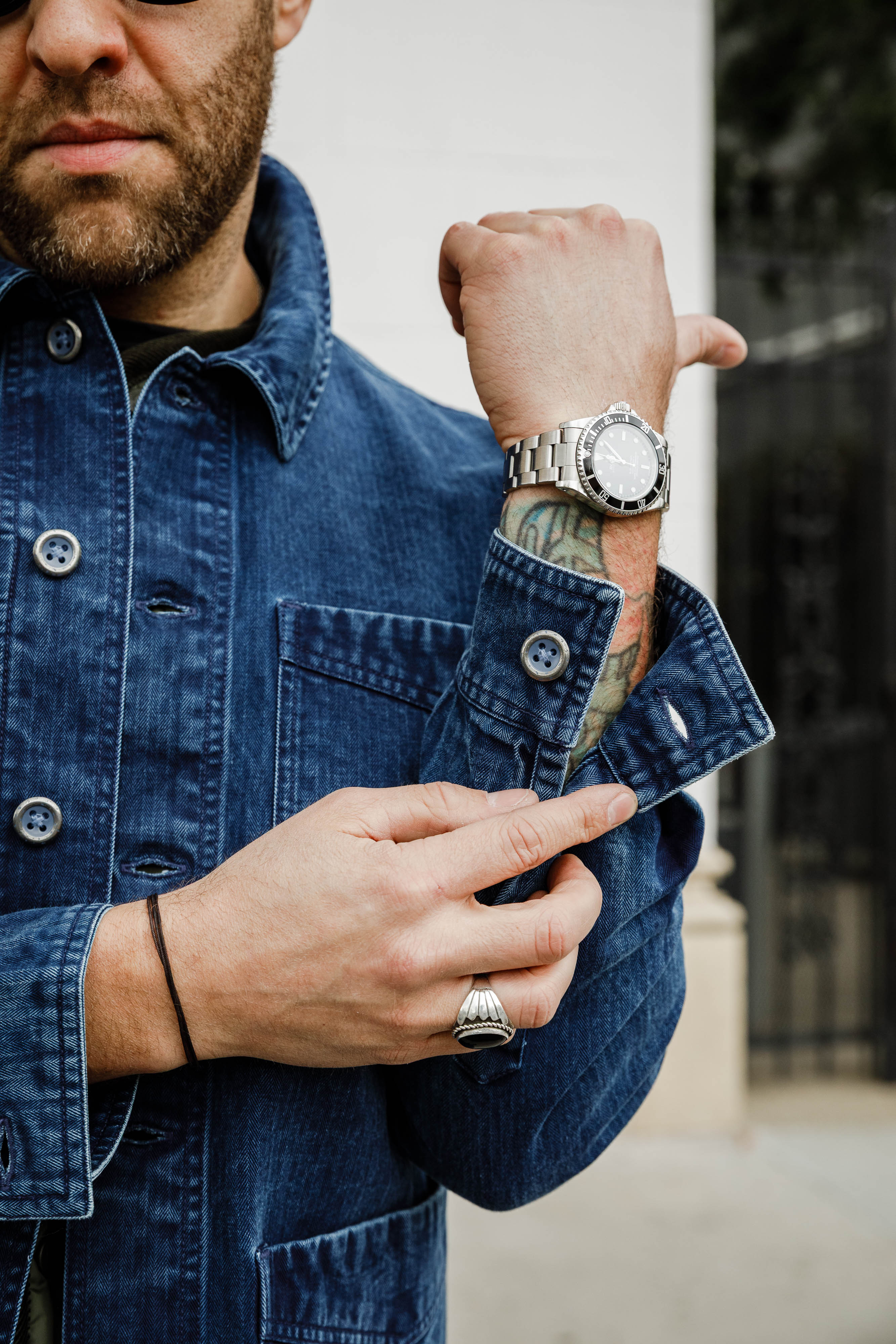 3sixteen - French Work Jacket - Indigo HBT