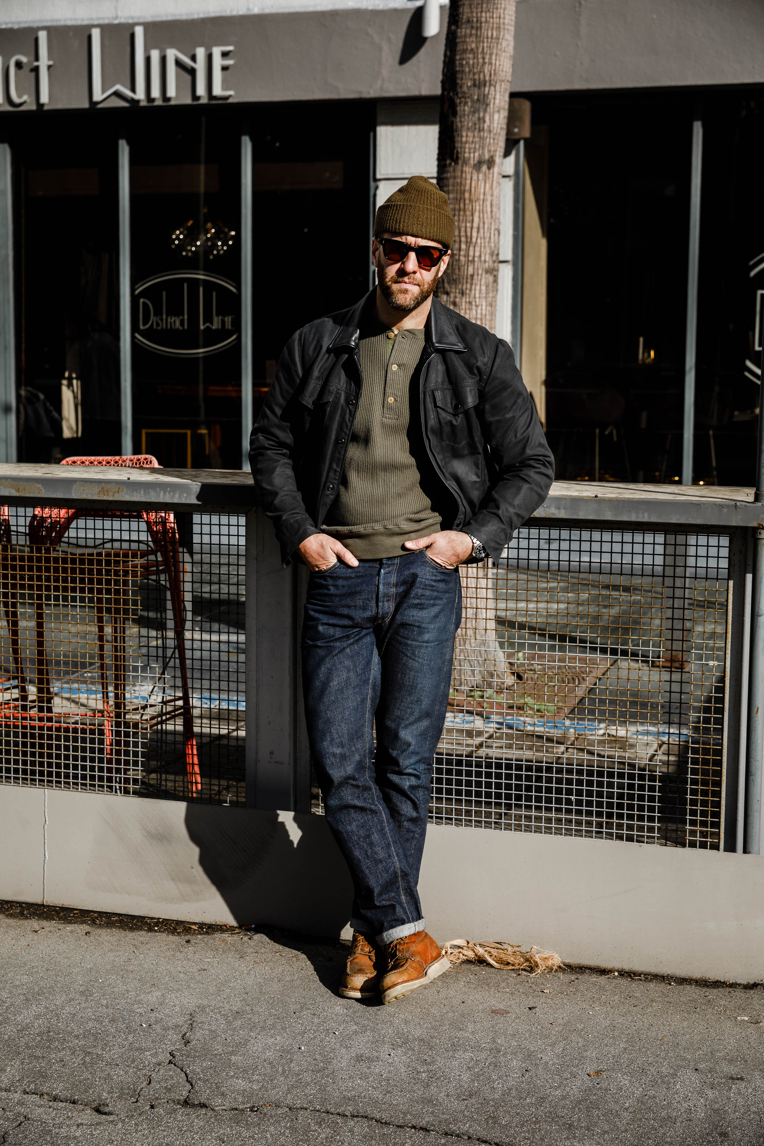 Addict Clothes - Heavy Weight Waffle Henley - Army Green