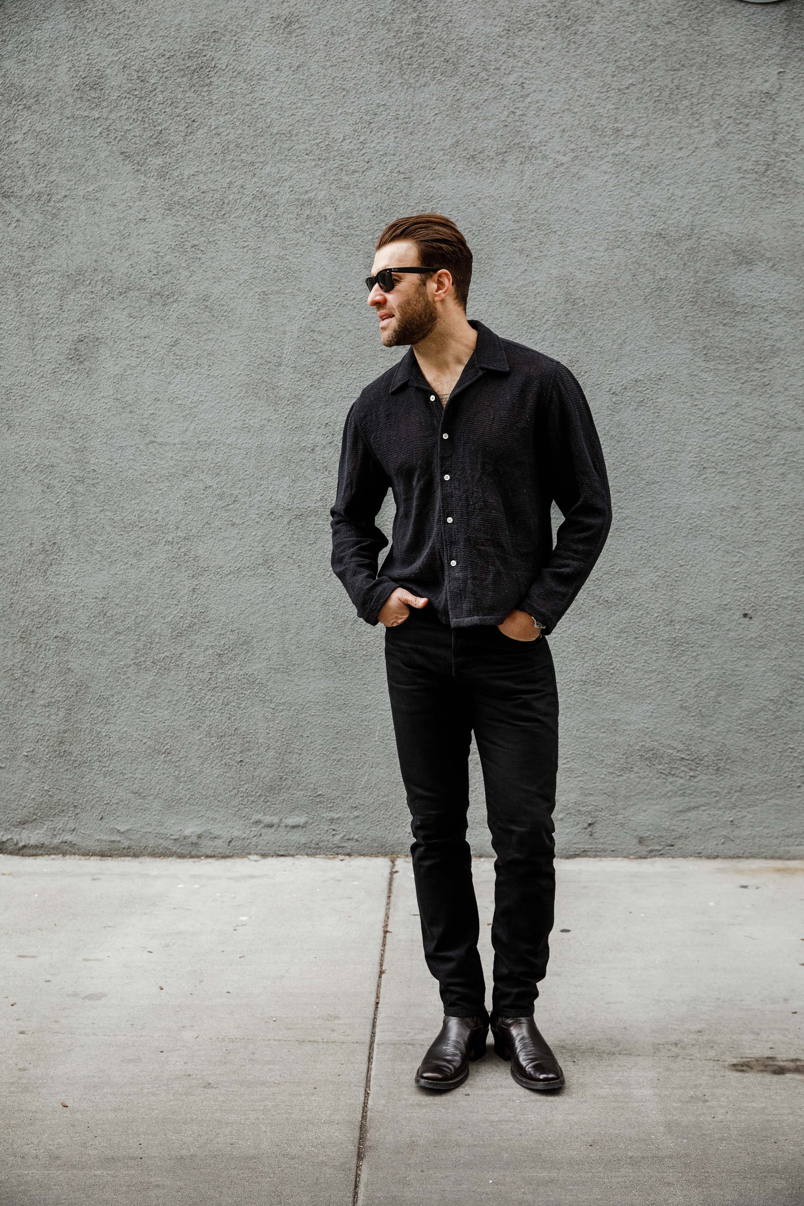 3sixteen - Loop Collar Shirt - Black Mesh