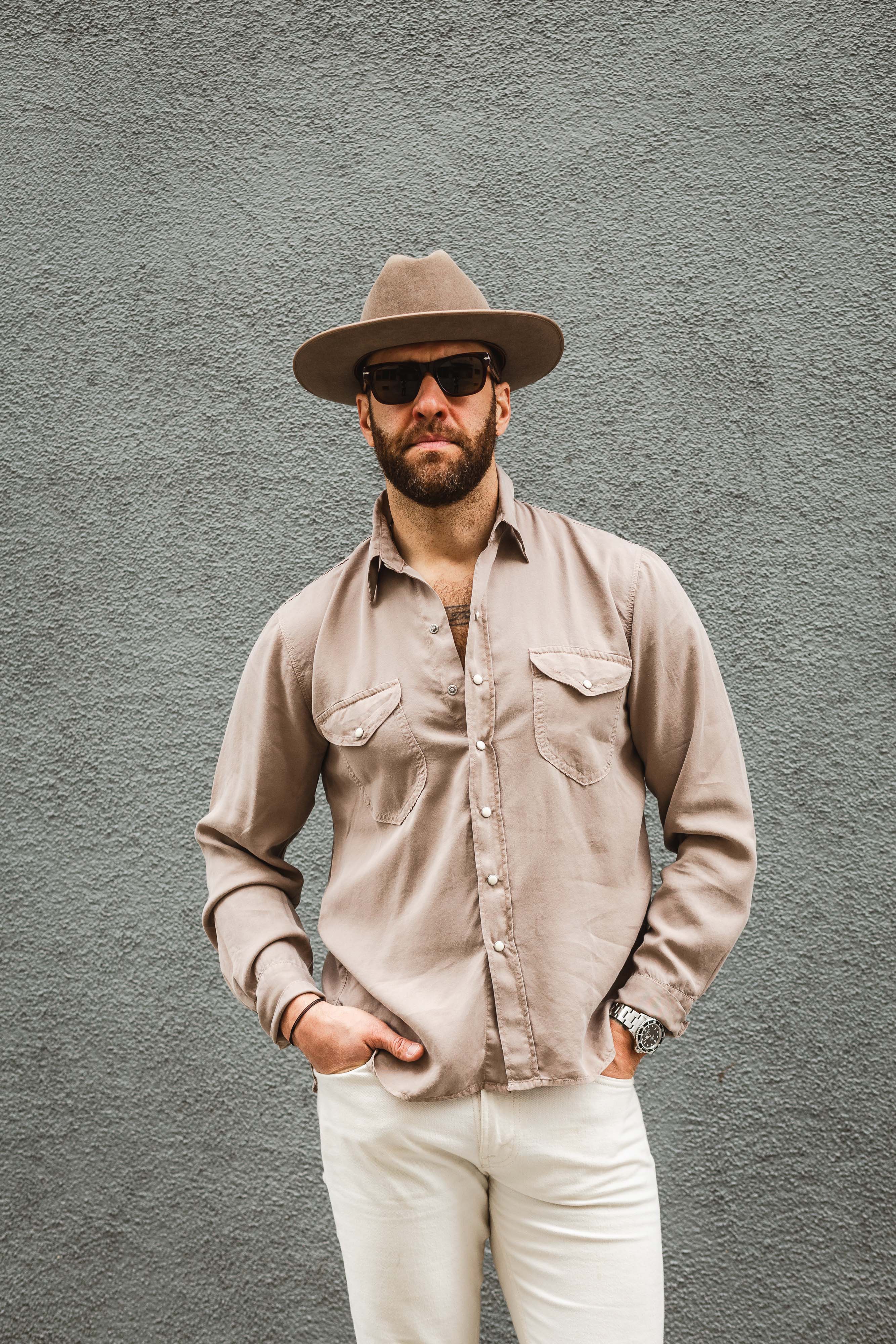 Wythe - Tencel Pearlsnap Shirt - Nutmeg