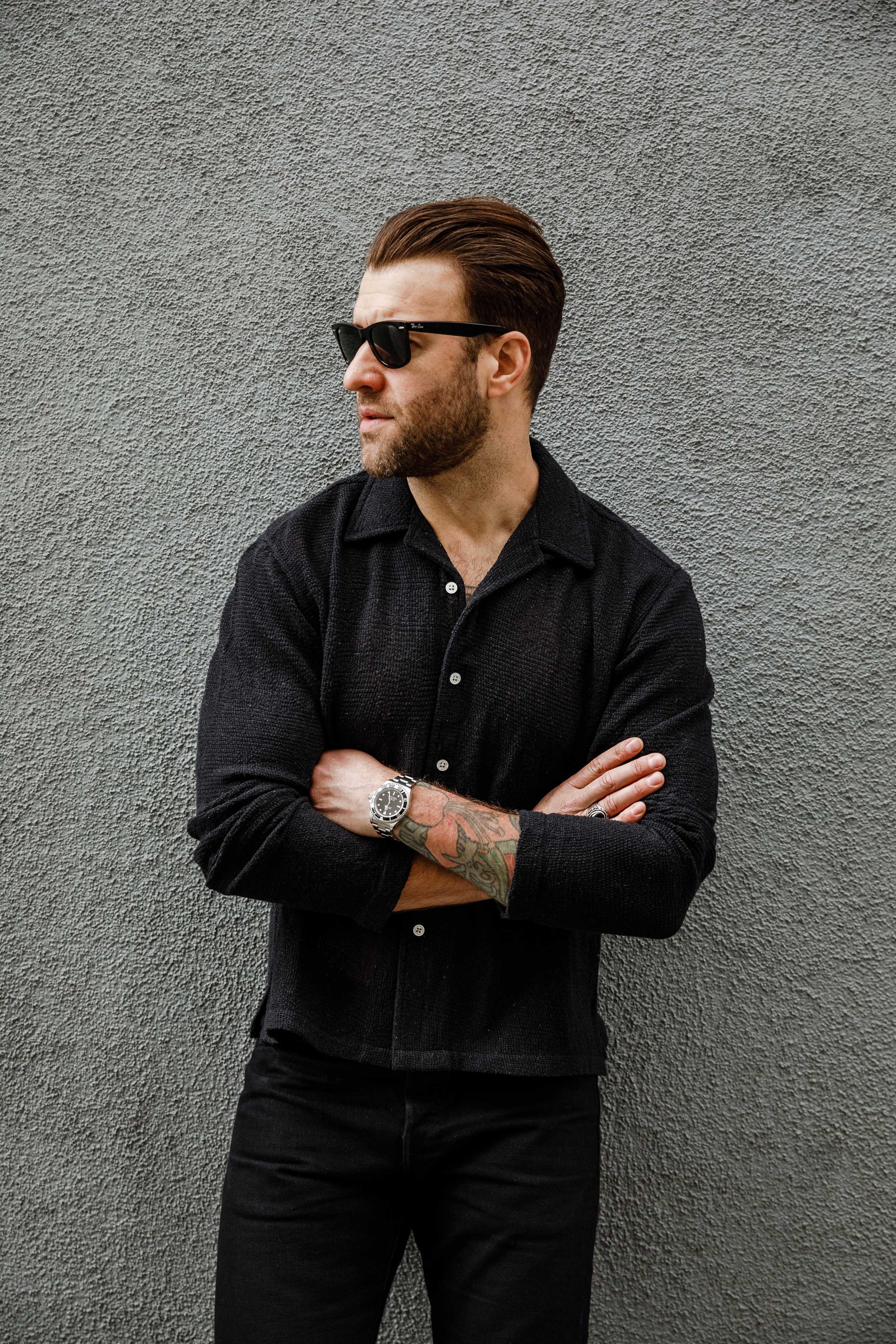 3sixteen - Loop Collar Shirt - Black Mesh