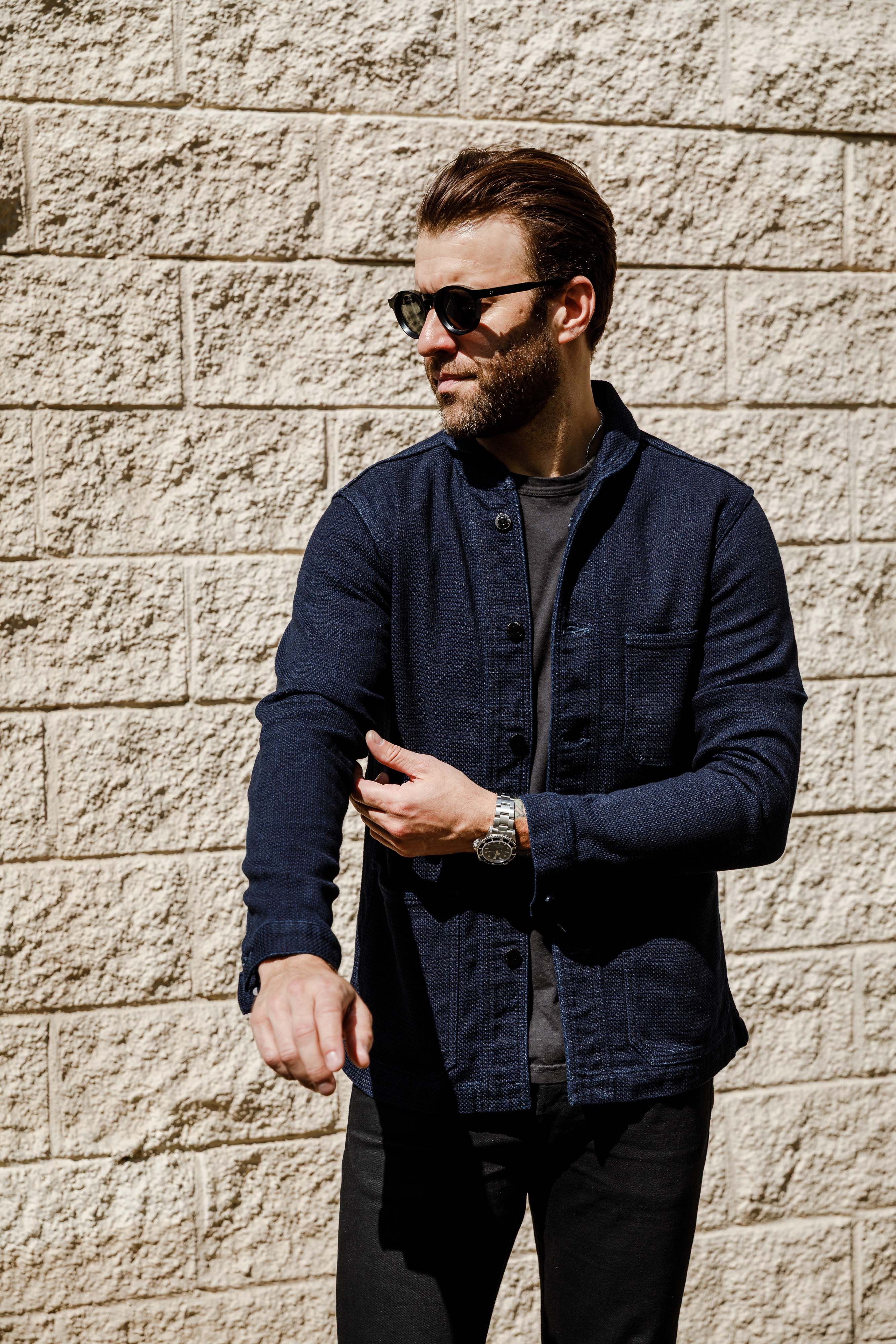 Momotaro - Indigo Dobby Coverall