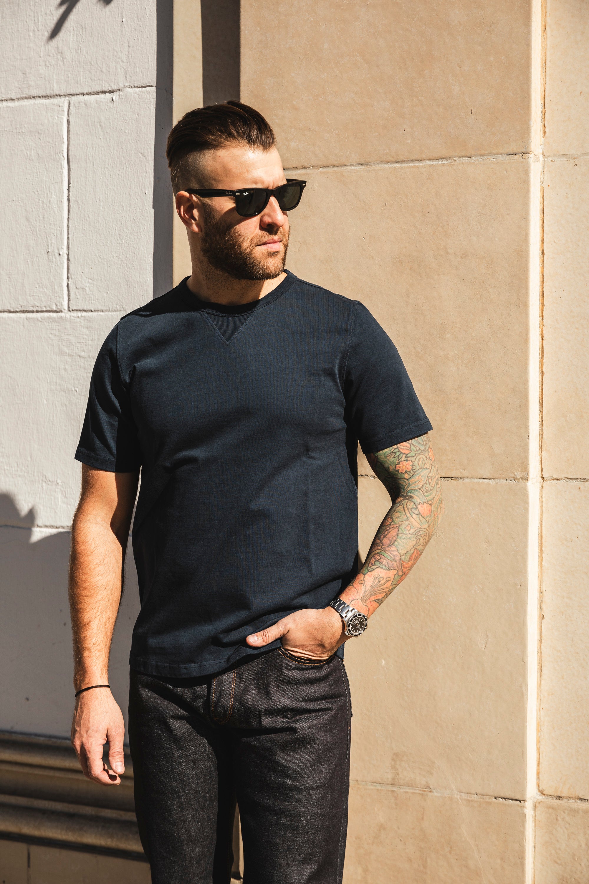 Benzak Denim Developers - Heavy Jersey Gusset Tee - Navy