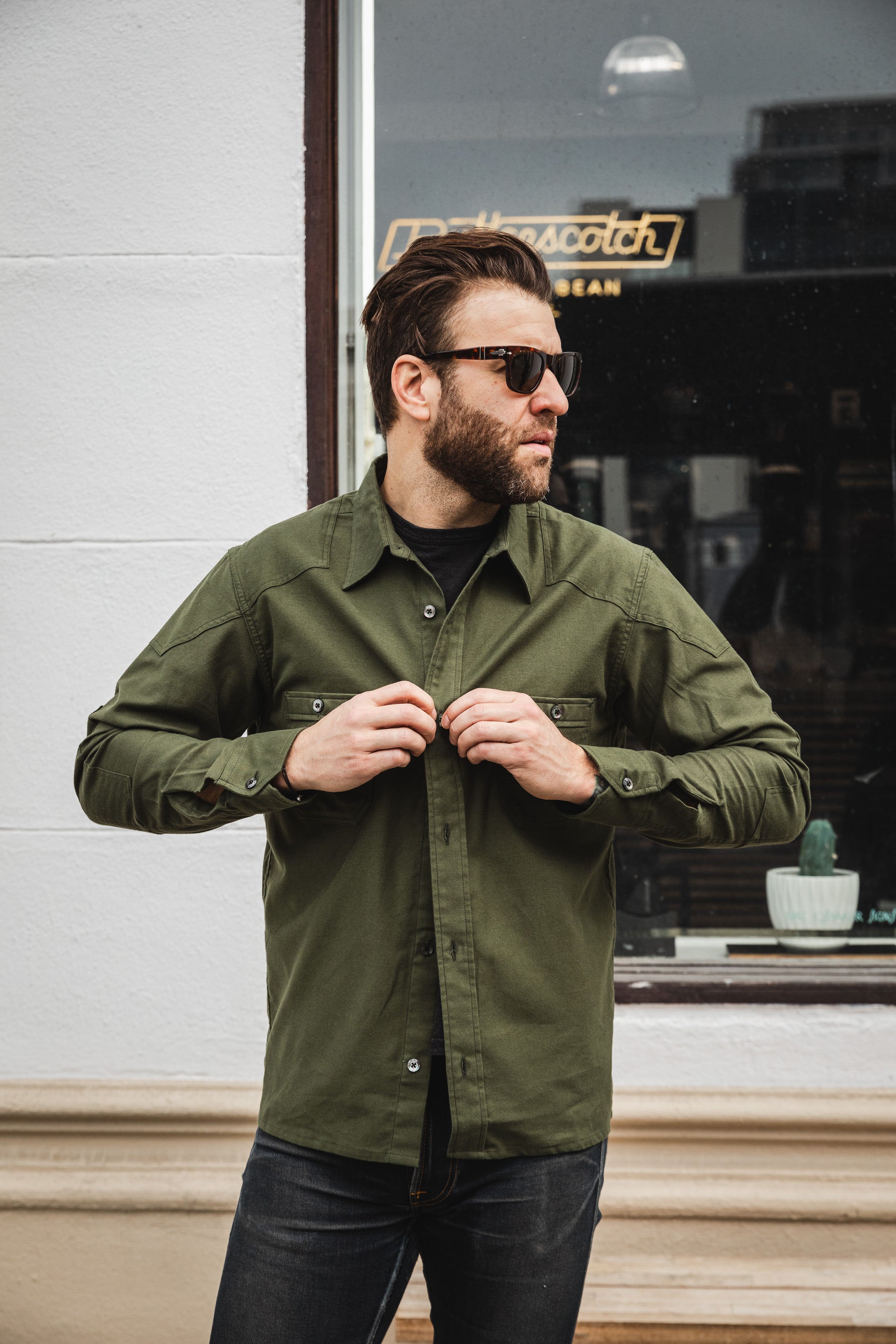 Addict Clothes - Padded Mole Skin Shirt - Army Green