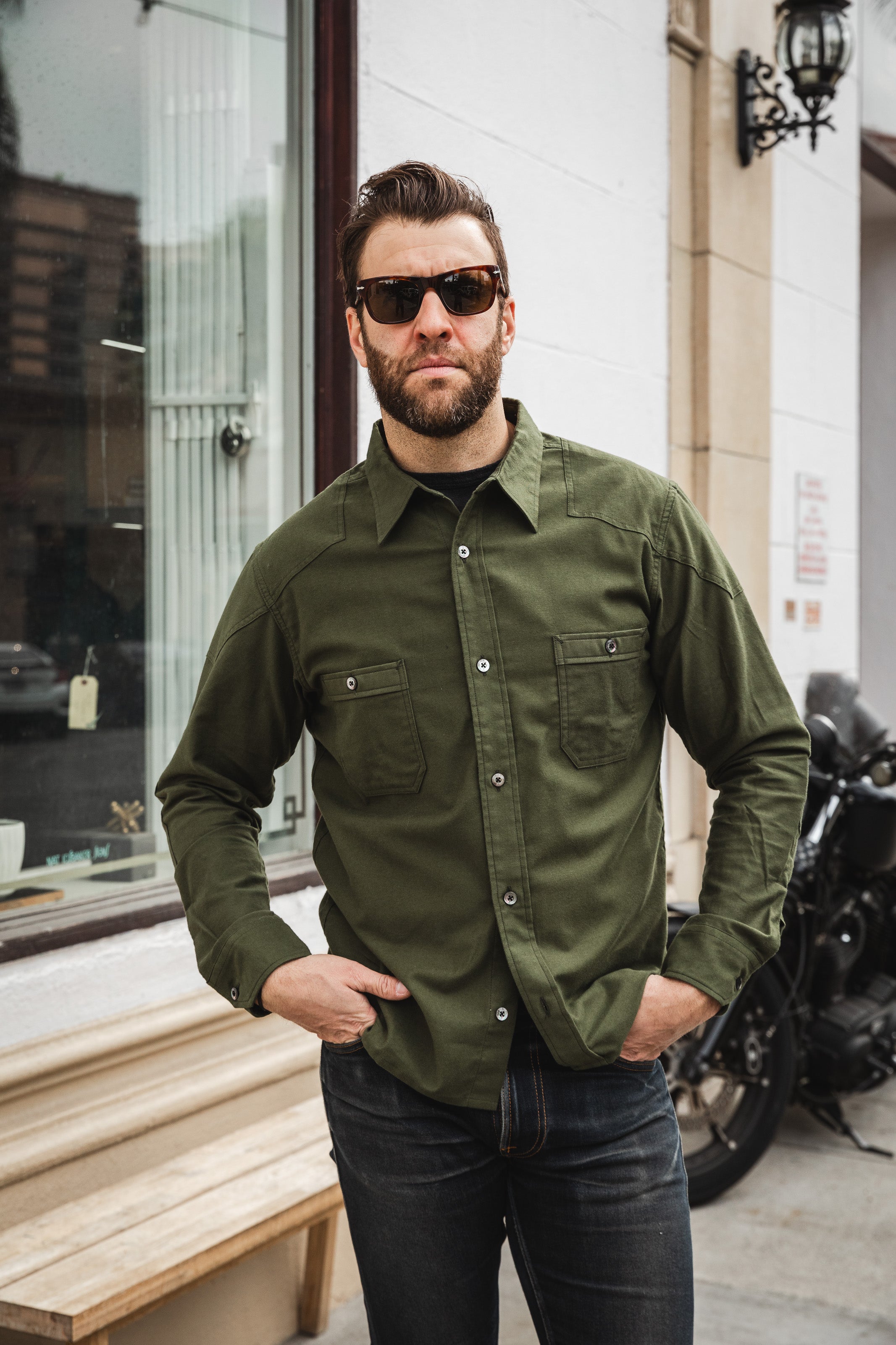 Addict Clothes - Padded Mole Skin Shirt - Army Green