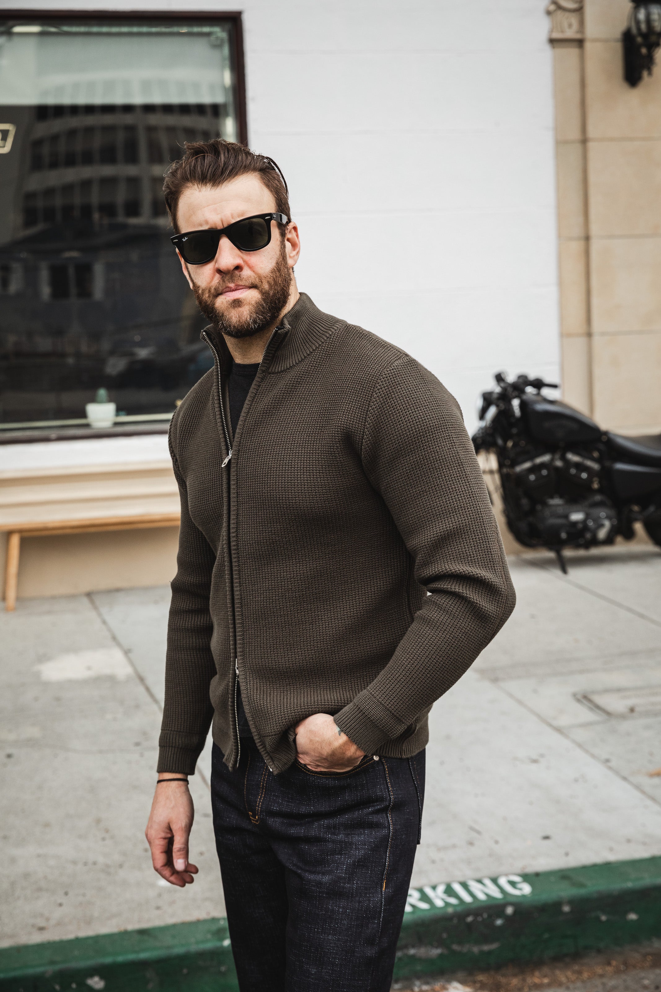 Addict Clothes - Cotton Waffle Drivers Knit - Olive