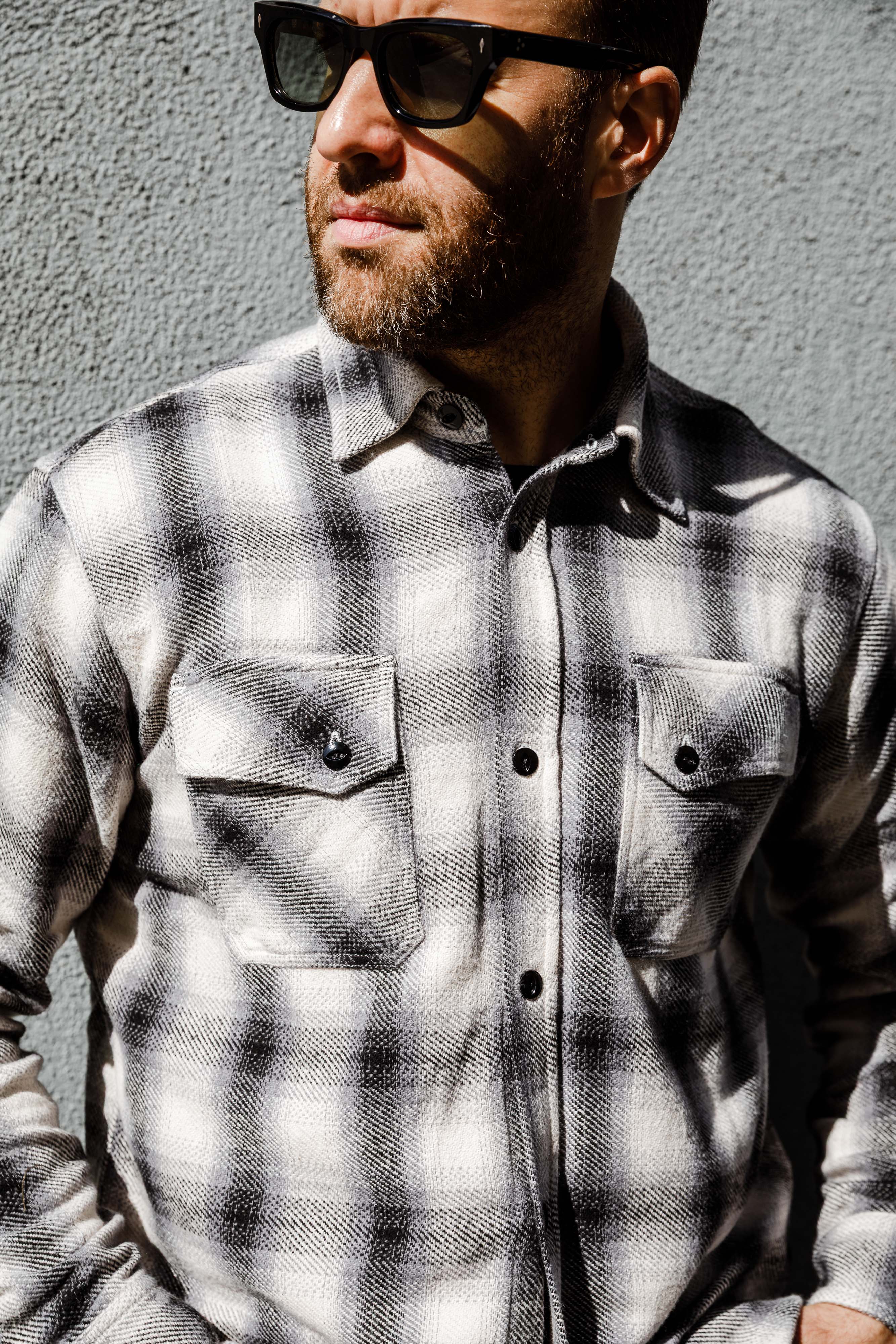 3sixteen - Crosscut Flannel - Cream/Black Plaid