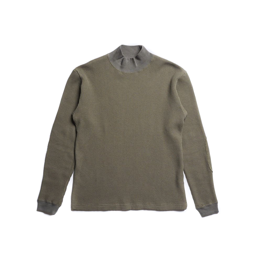 Addict Clothes - Heavy Weight Waffle Moc Neck Crew - Army Green