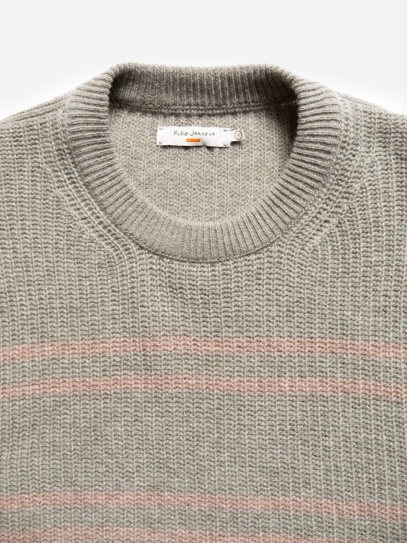 Nudie - Gurra Striped Sweater - Green Melan