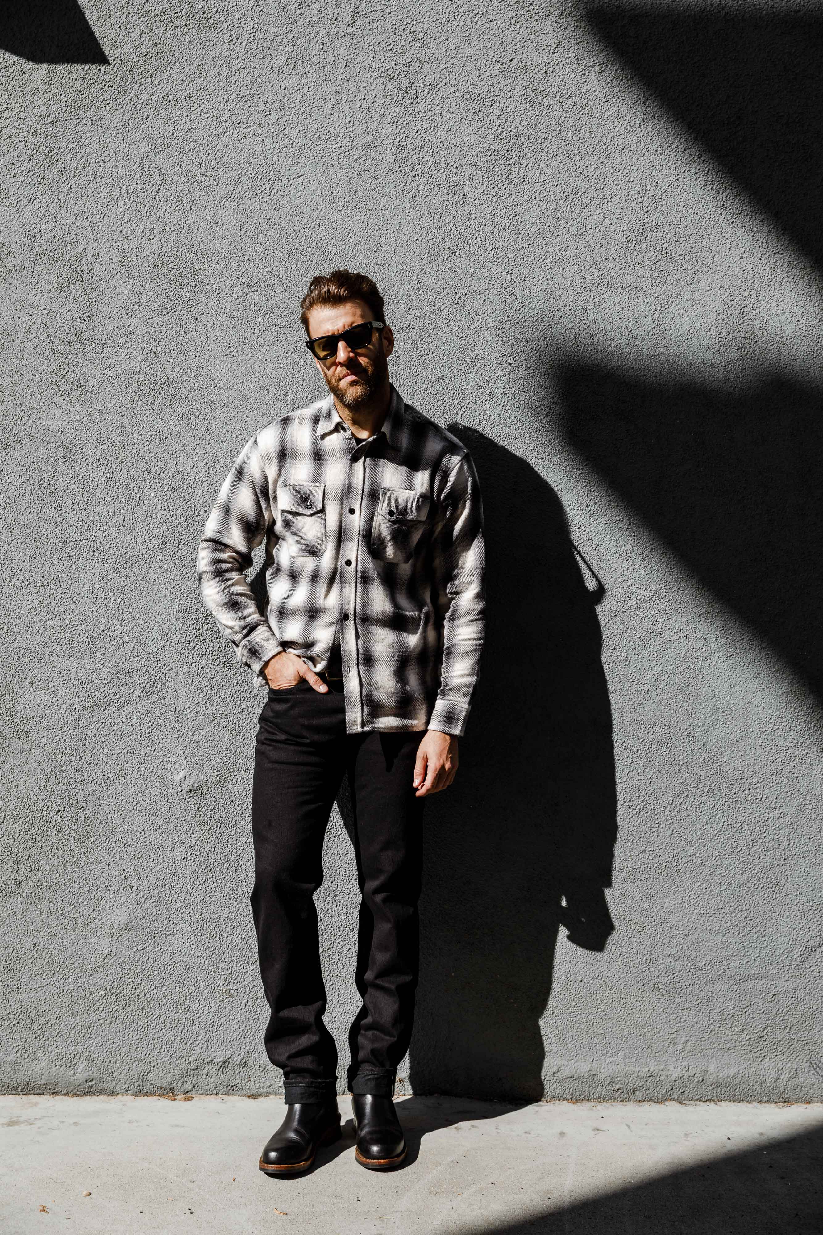 3sixteen - Crosscut Flannel - Cream/Black Plaid