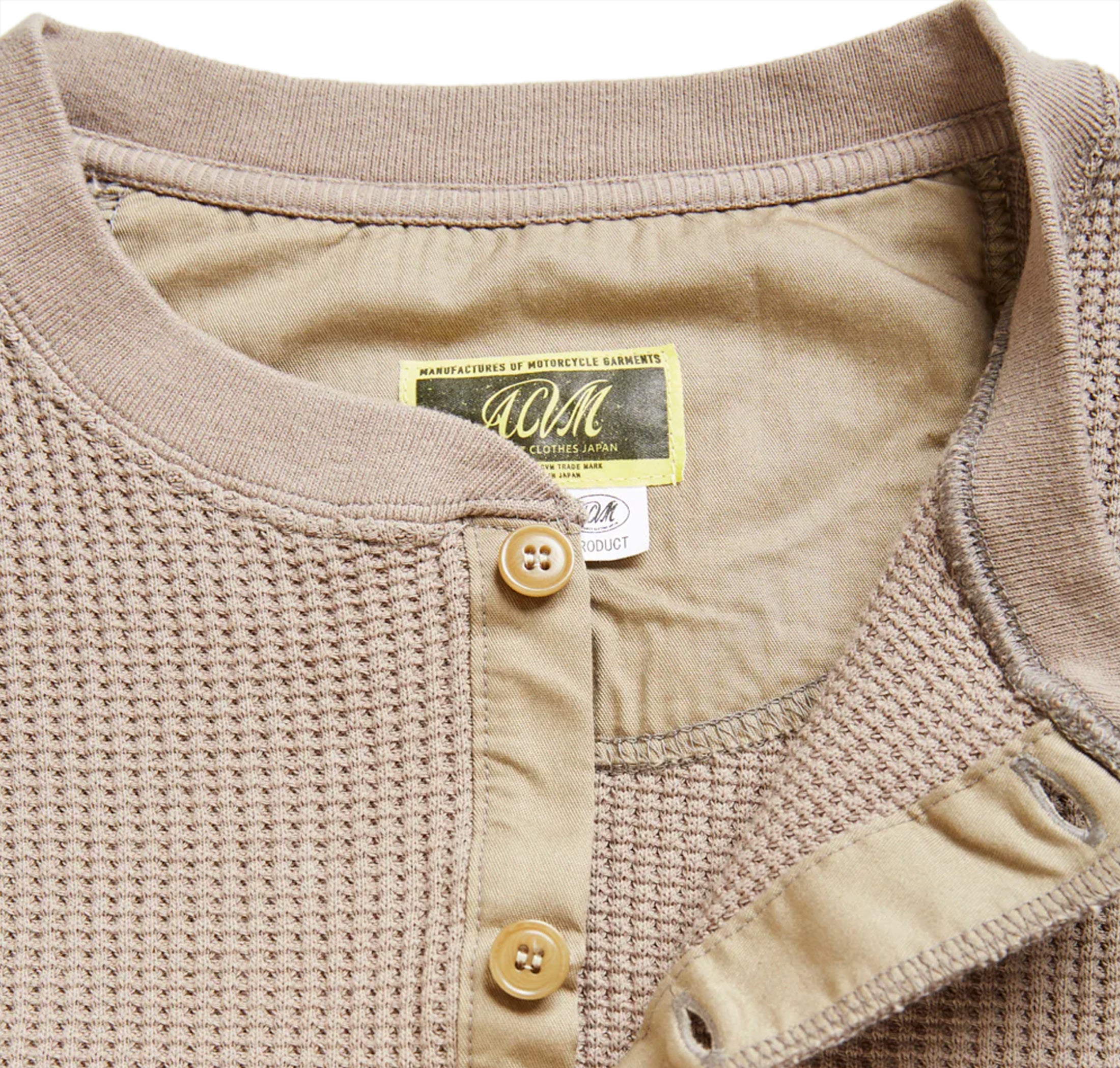 Addict Clothes - Heavy Weight Waffle Henley - Khaki