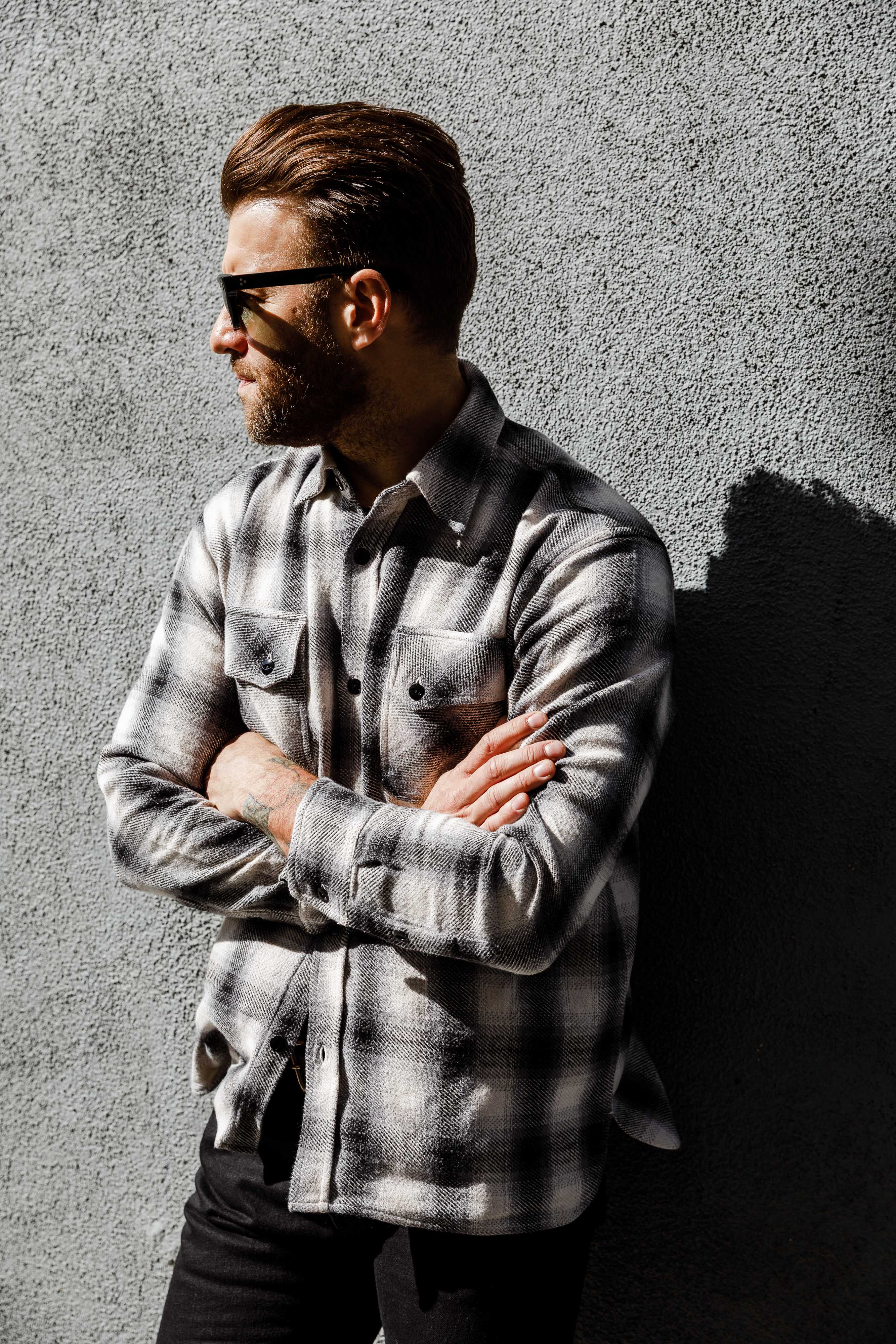 3sixteen - Crosscut Flannel - Cream/Black Plaid