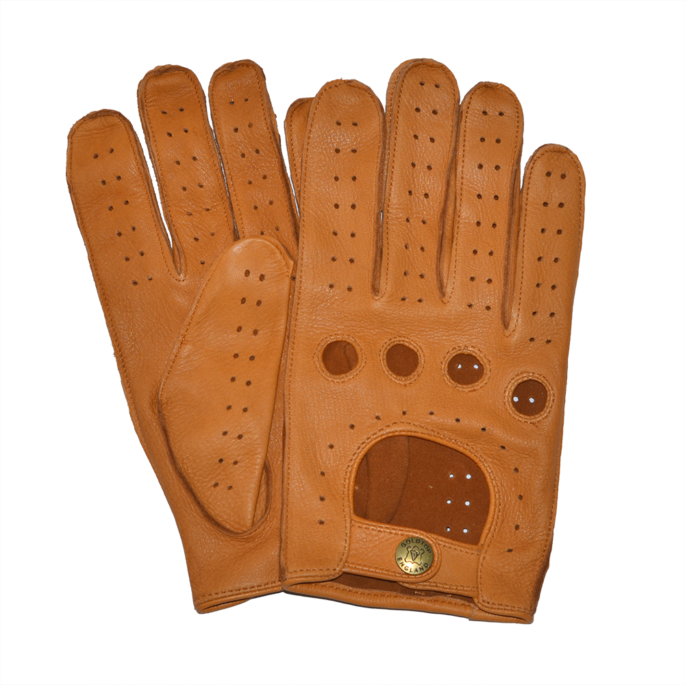 Goldtop England - Deerskin Leather Driving Gloves - Tan