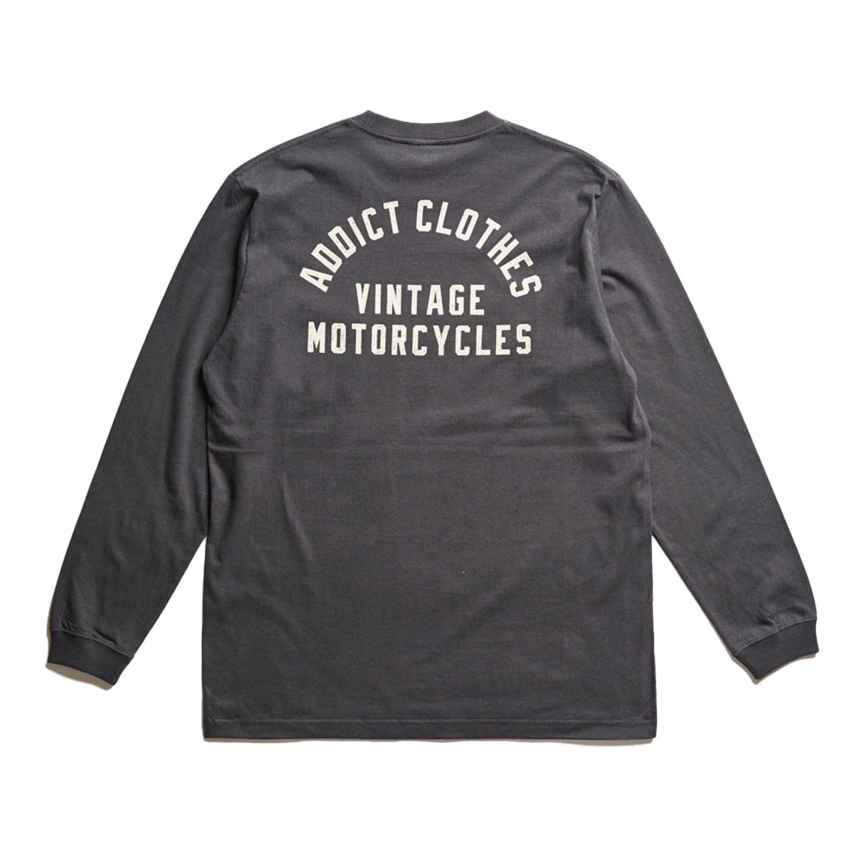Addict Clothes - Long Sleeve Pocket Tee - Faded Black (Logo