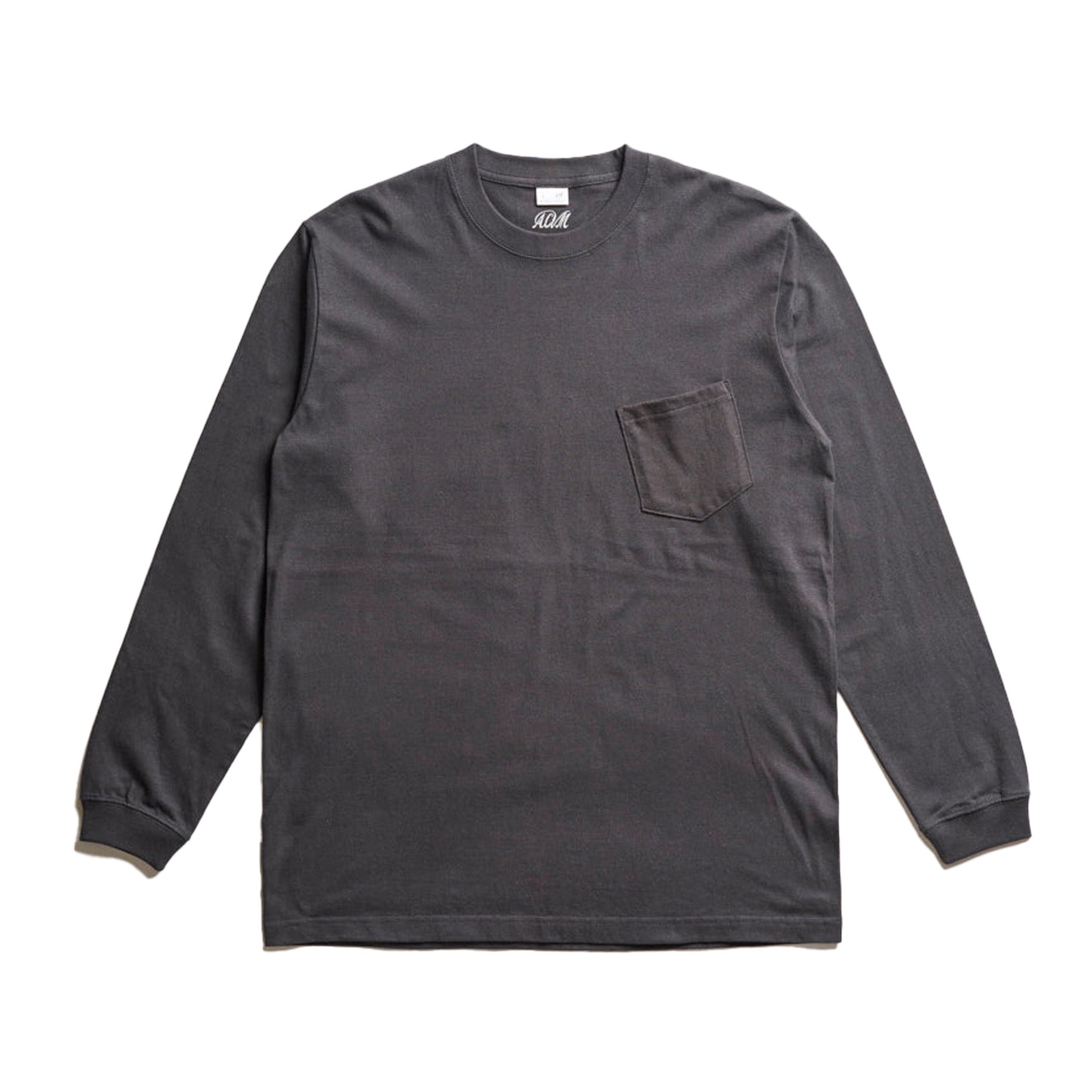 Addict Clothes - Long Sleeve Pocket Tee - Faded Black (Logo'd)