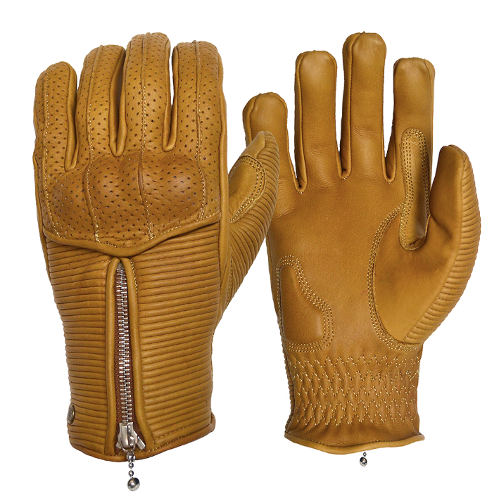 Goldtop | Silk Lined Raptor Gloves - CE Certified Armoured Leather Motorcycle Gloves M