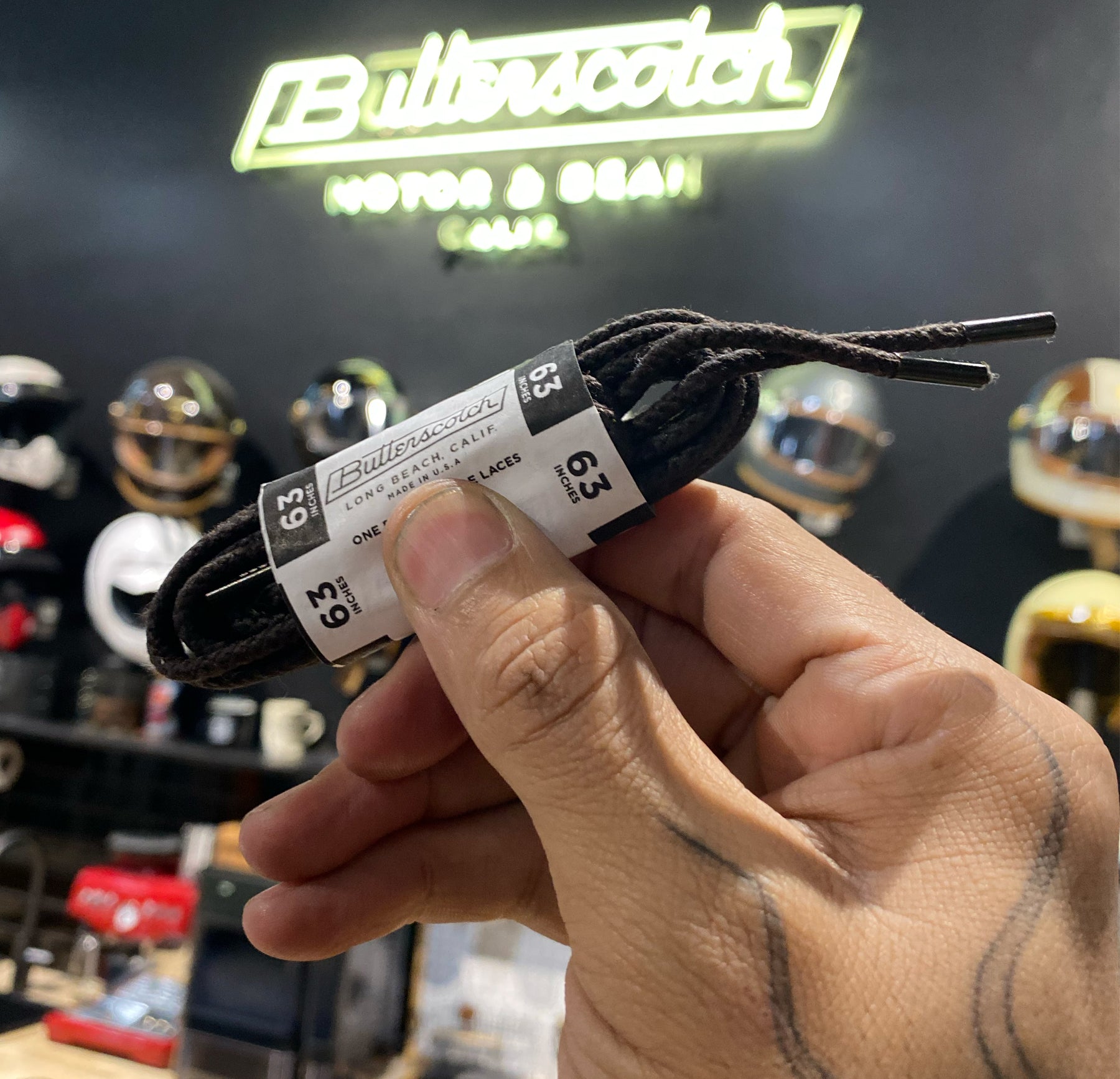 ButterScotch - 63" Round Waxed Boot Lace - Brown w/ Black Metal Tip